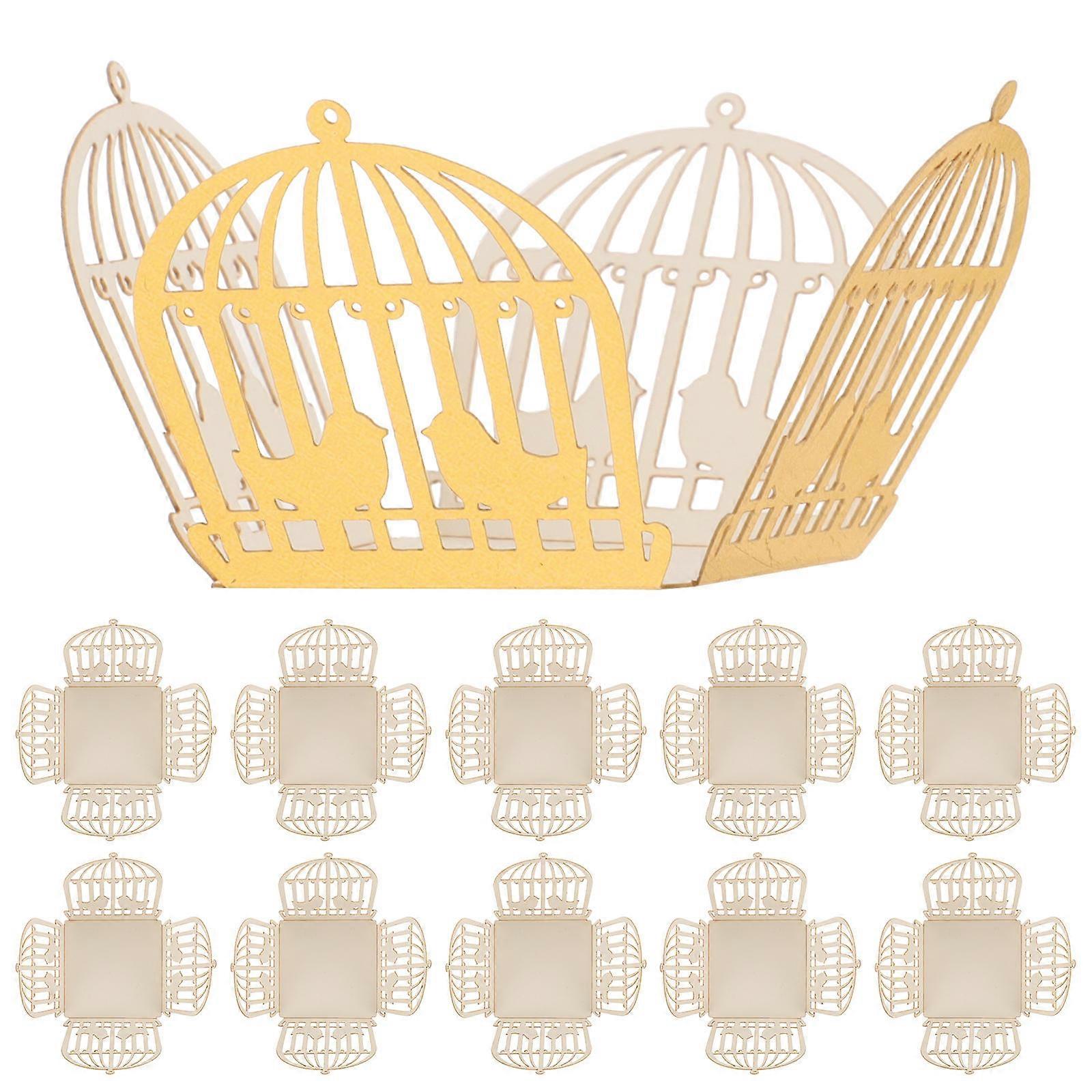 Truffle Chocolate Bases Candy Holders Reflective Gold Heart-Shaped Bird Cage Chocolate Wrappers Separate Storage Festive Occasions 50Pcs