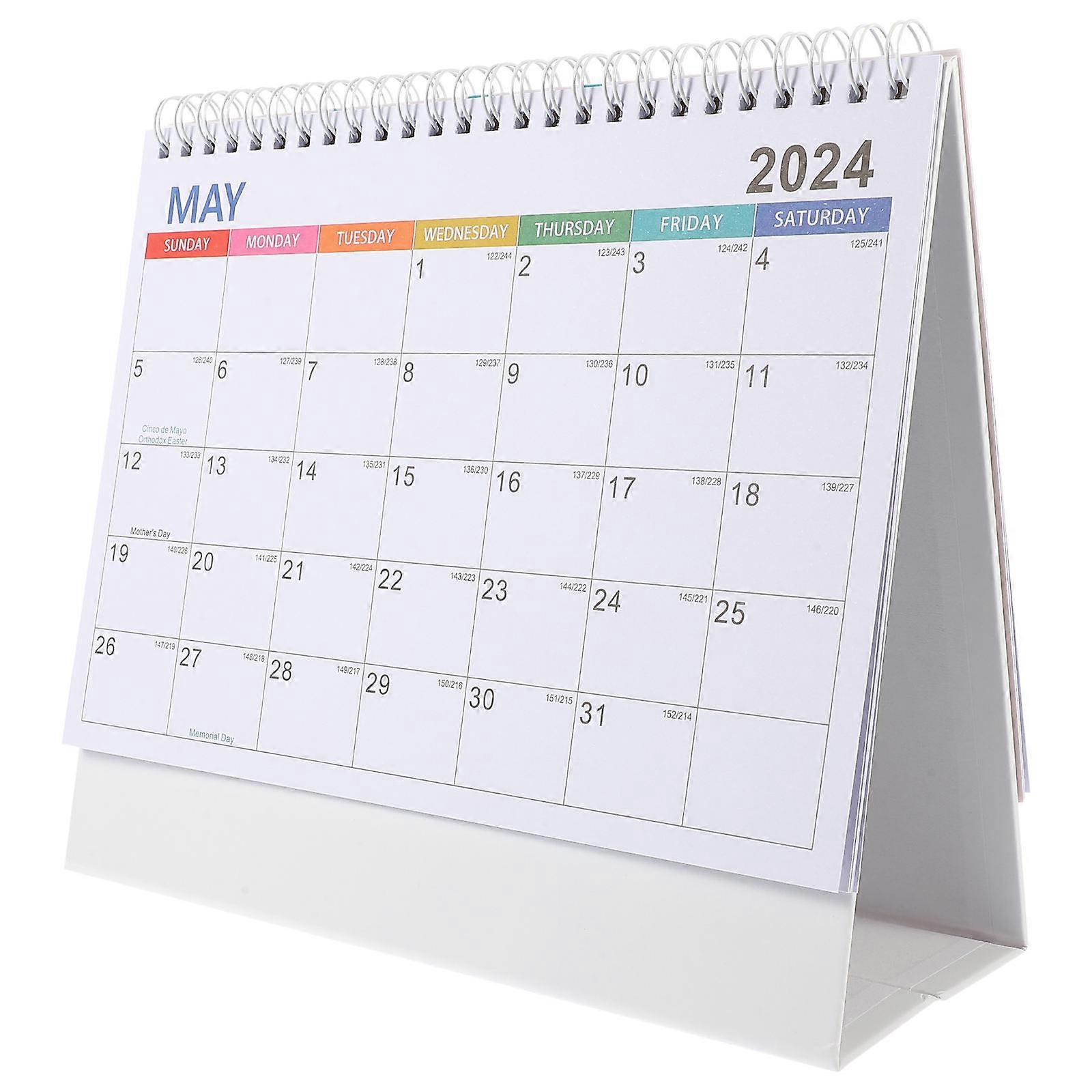 Flip Desk Calendar Yearly Reference Page To-do List Office Workers Students Teachers Sky-Blue 23x19.5cm A-shaped Stand 1Pcs