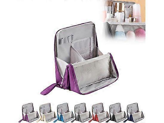 Standing Makeup BagMulti-Purpose Large Capacity Oxford Cloth Standing Makeup Bag Portable Upright Organizer with Compartments Water-Resistant Canvas f