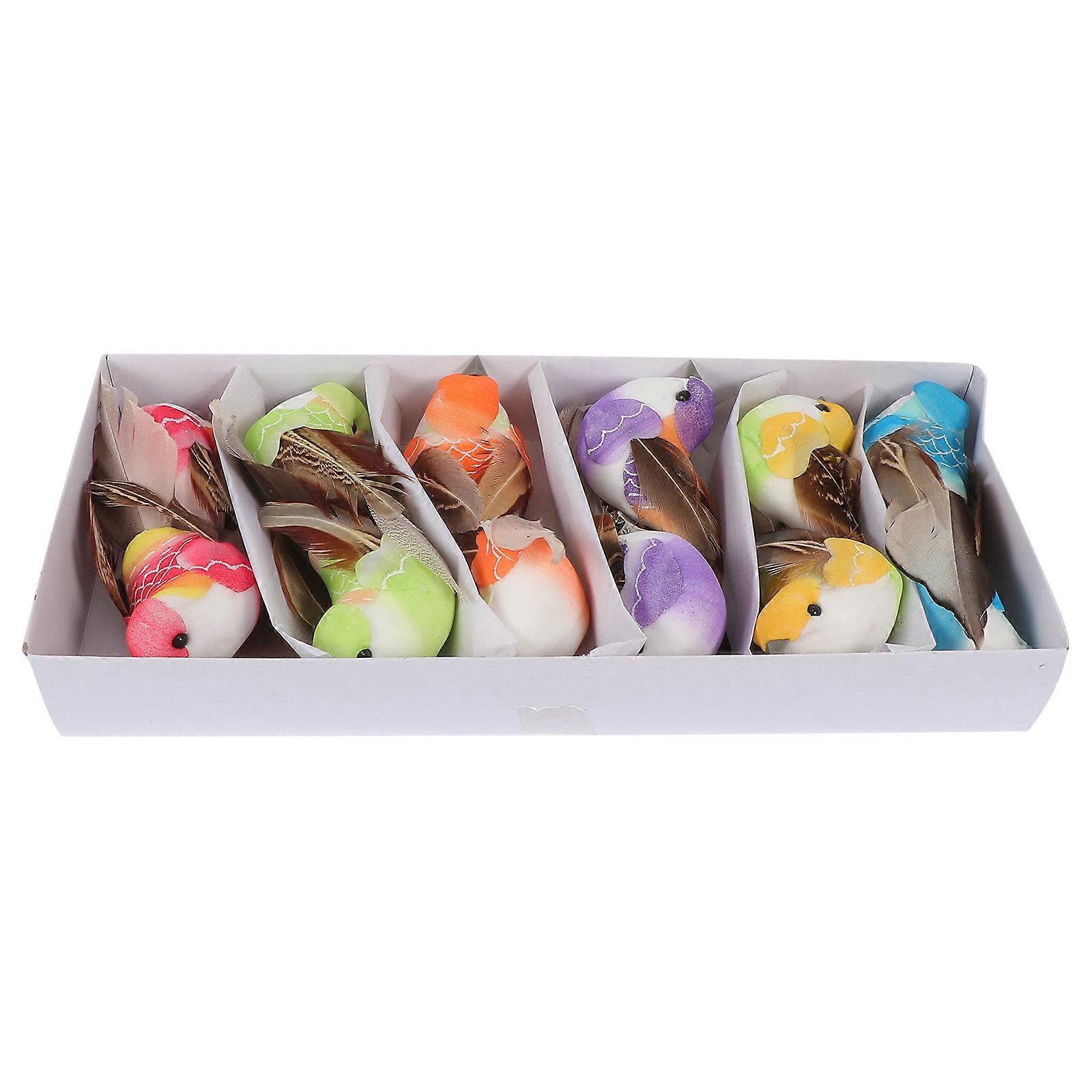 Artificial Bird Ornaments Simulation Bird Emulation Birds Decor Party Decoration Material Three-dimensional Eyes 12Pcs