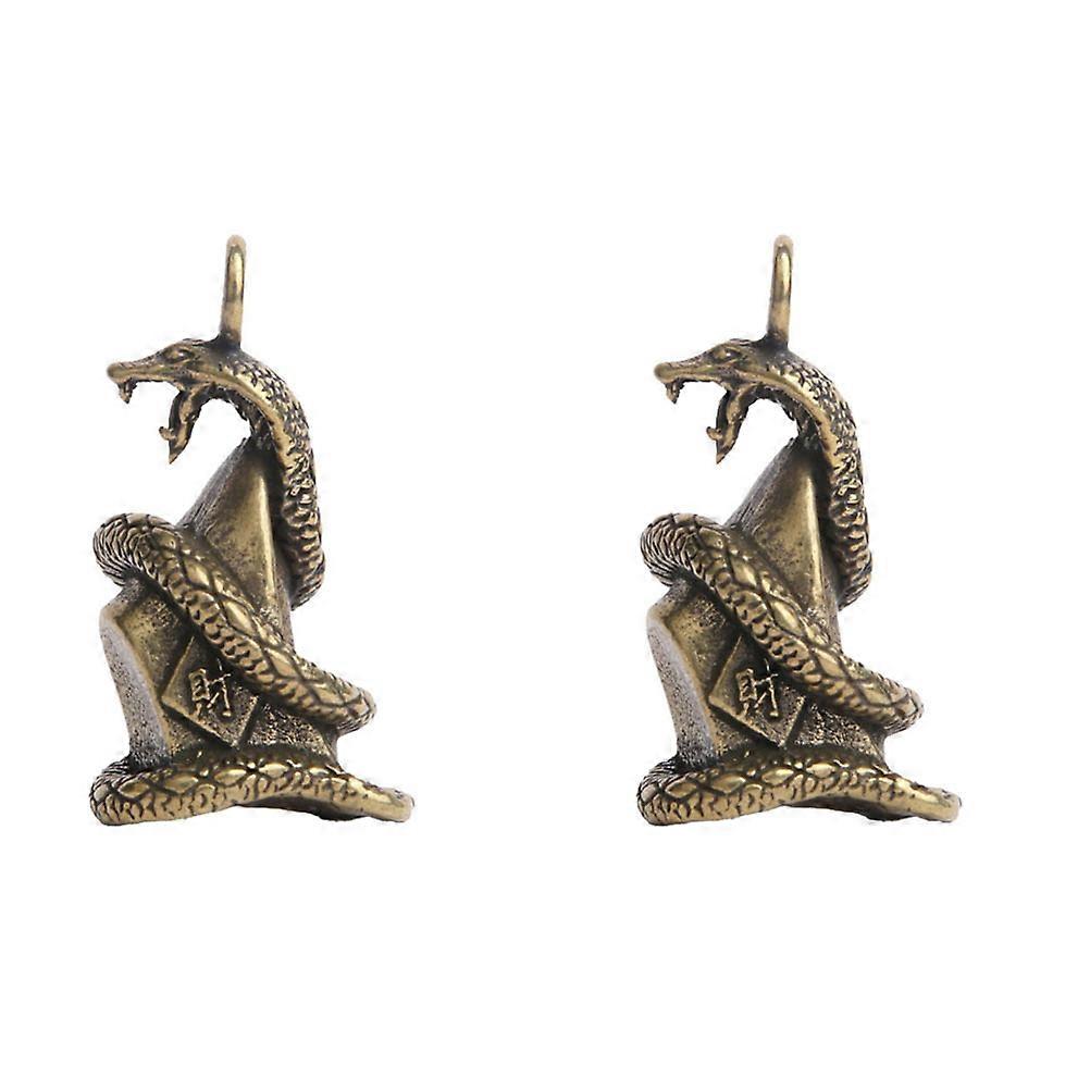Golden Brass Retro Ingot Snake Pendant for Decor Durable Does Not Fade 2PCS