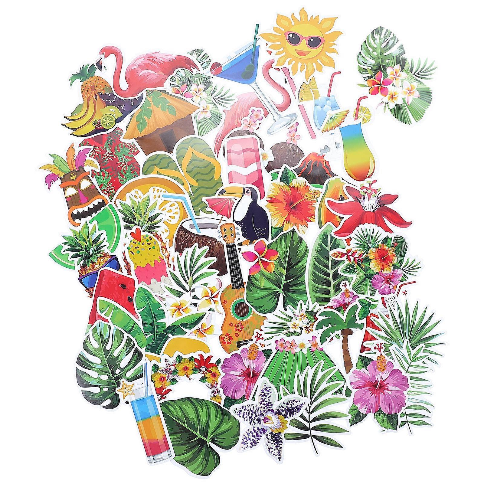 Hawaiian Style DIY Suitcase Stickers – 80pcs Decorative Labels for Journals, Water Cups, Laptops, and Scrapbooks – Creative Project Supplies