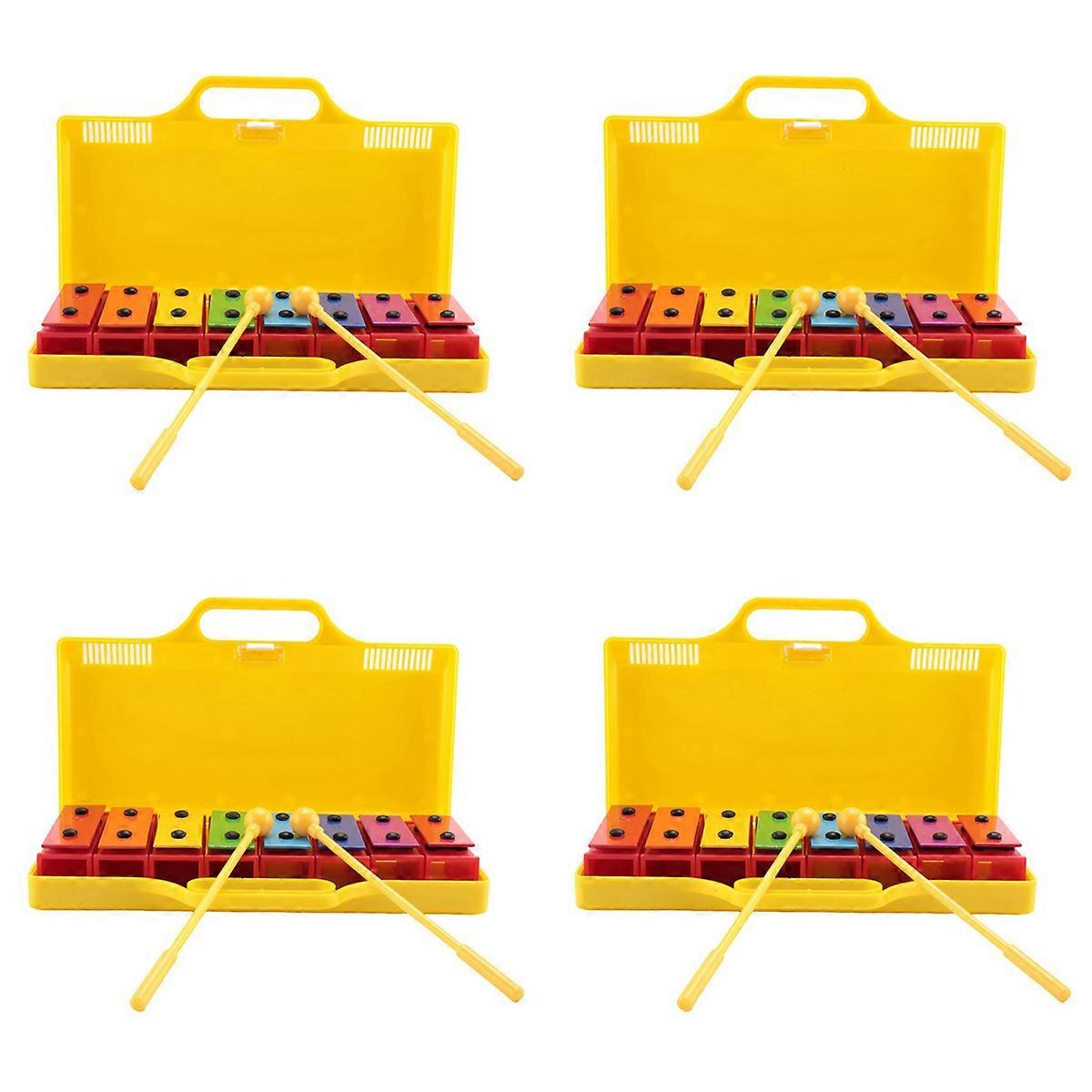 4X 8 Notes Chromatic Xylophone Glockenspiel Resonator Bells with Yellow Case