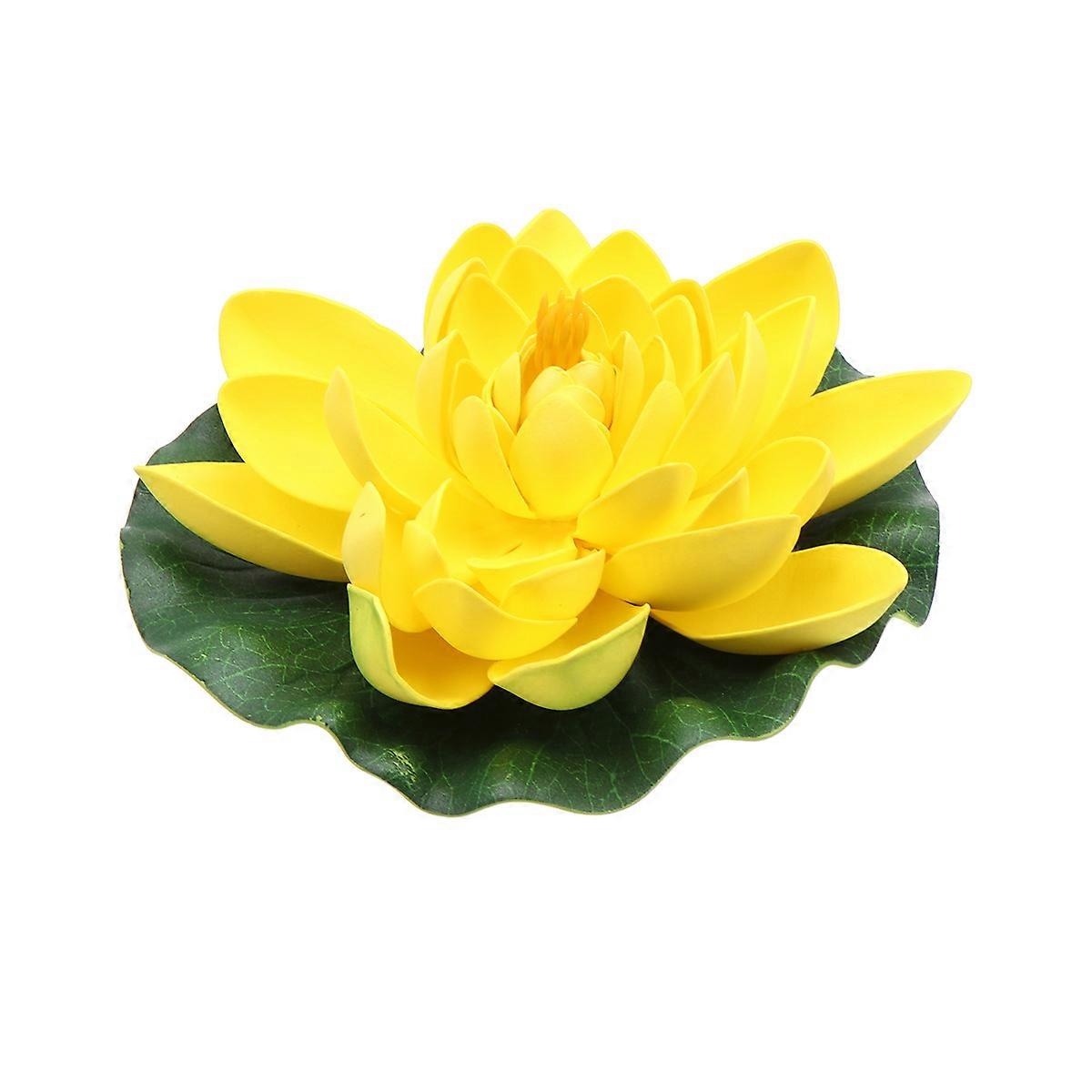 Realistic Water Lily Pads Ornaments Artificial Floating Water Lily Yellow 18x18x8cm Pond Decor 1Pack