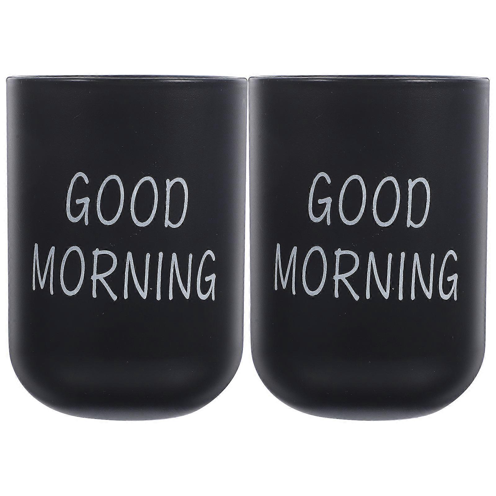 Bathroom Cup Toothbrush Holder Drinking Cups Daily Use Black 10X7.2X7.2CM Tea Drinking 2Pcs