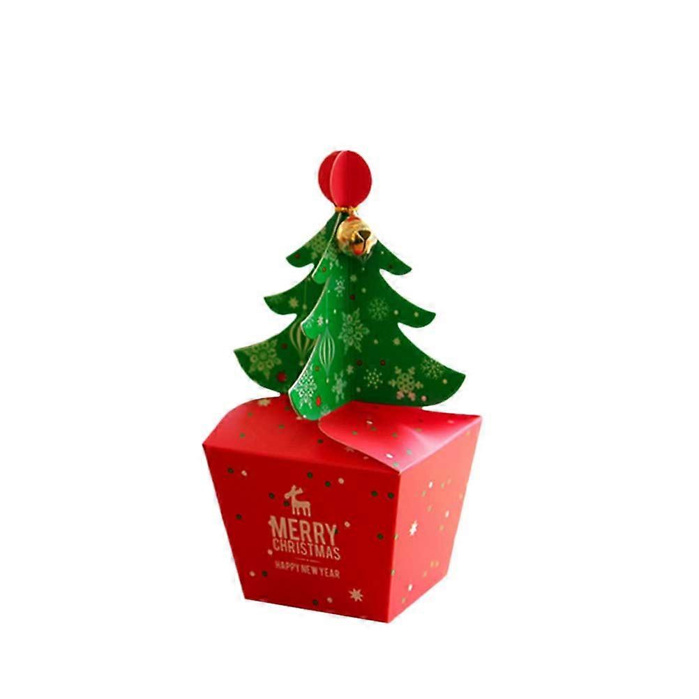 Small Holiday Cookie Boxes present Box Christmas Candy Storage Box Xmas Tree Pattern Case Size S 10Pcs