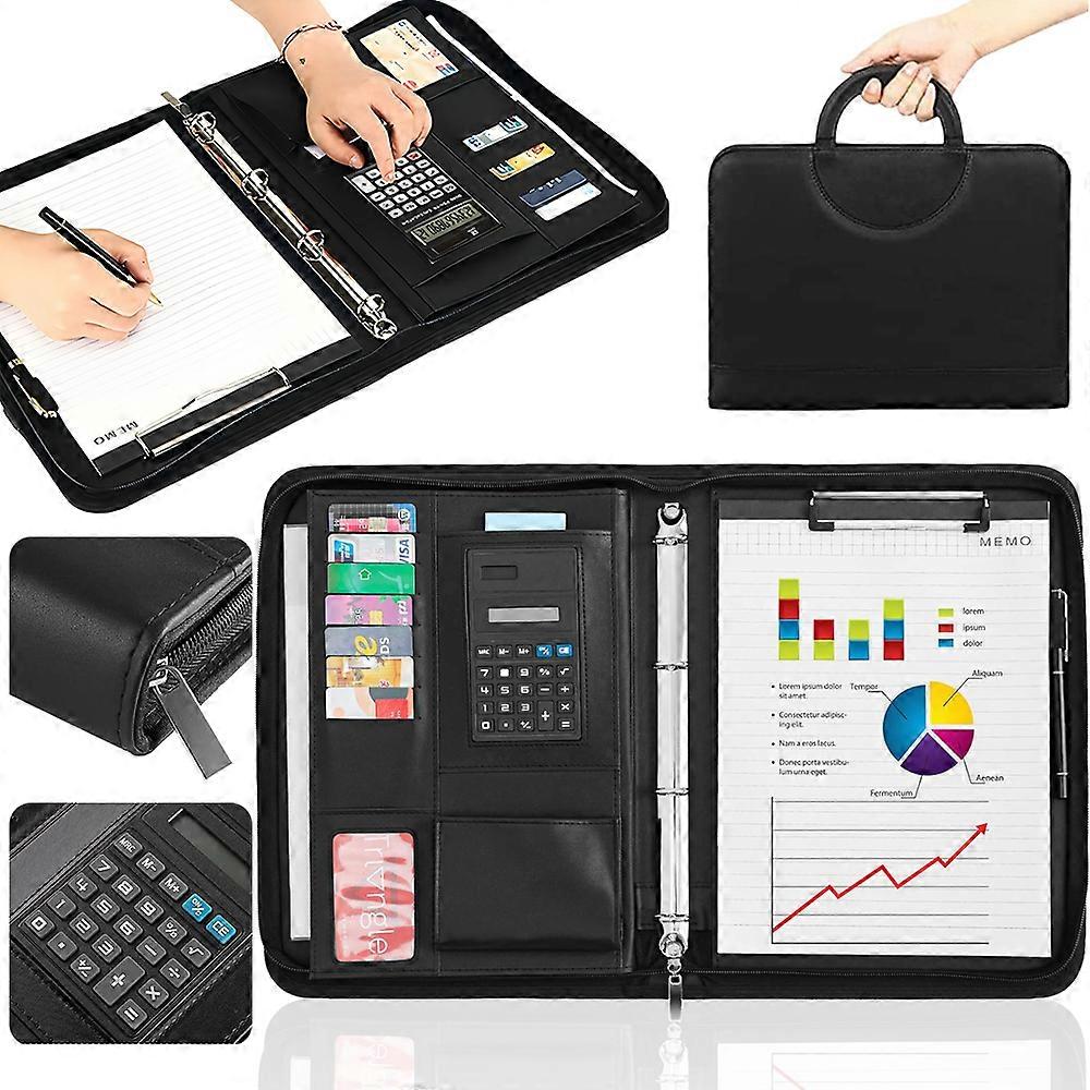 Mapa conferinta A4, cu fermoar, neagra, 25.2x4x34cm