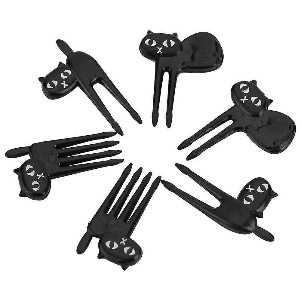 6Pcs/set Cute Eco-friendly Plastic Mini Cat Fruit Serving Fork Home Kitchen Party Decorations