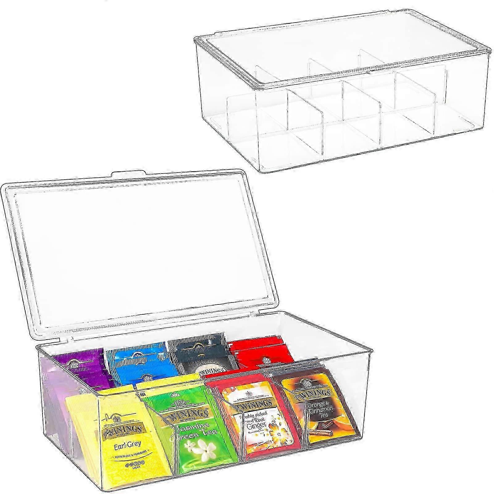 Stackable Tea Bag Organizer - Clear Multi-Functional Kitchen Storage for Tea & Coffee Pods