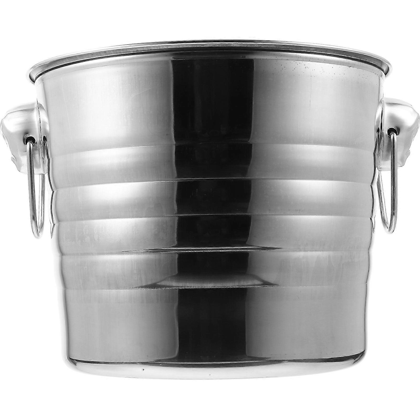 Stainless Steel Ice Cube Bucket Portable Cooling Beer Bucket Use .5X25.5cm 7L Storage 1Set