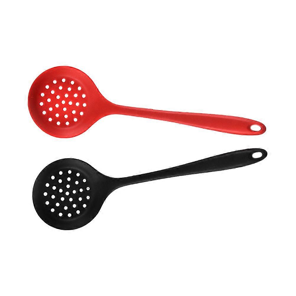 Heat Resistant Silicone Slotted Spoon Set, Food Grade Non Stick Kitchen Utensil with Ergonomic Handle for Straining Soup, Oil, and Hot Pot