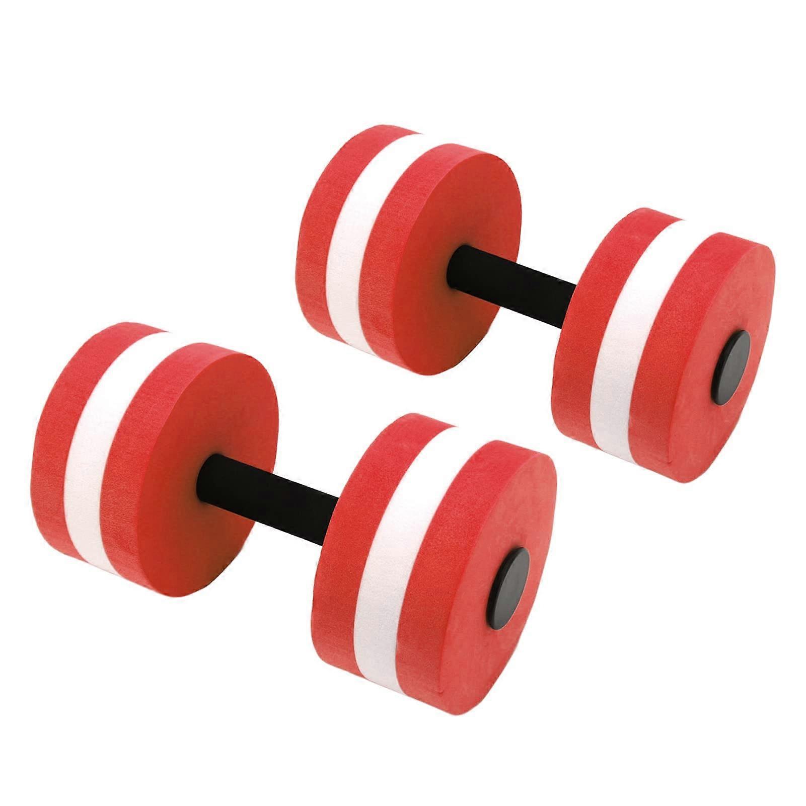 2 Piece EVA Water Swim Dumbbell Set for Aqua Yoga and Aerobic Fitness - Foam Dumbbells in Red for Rehab Training