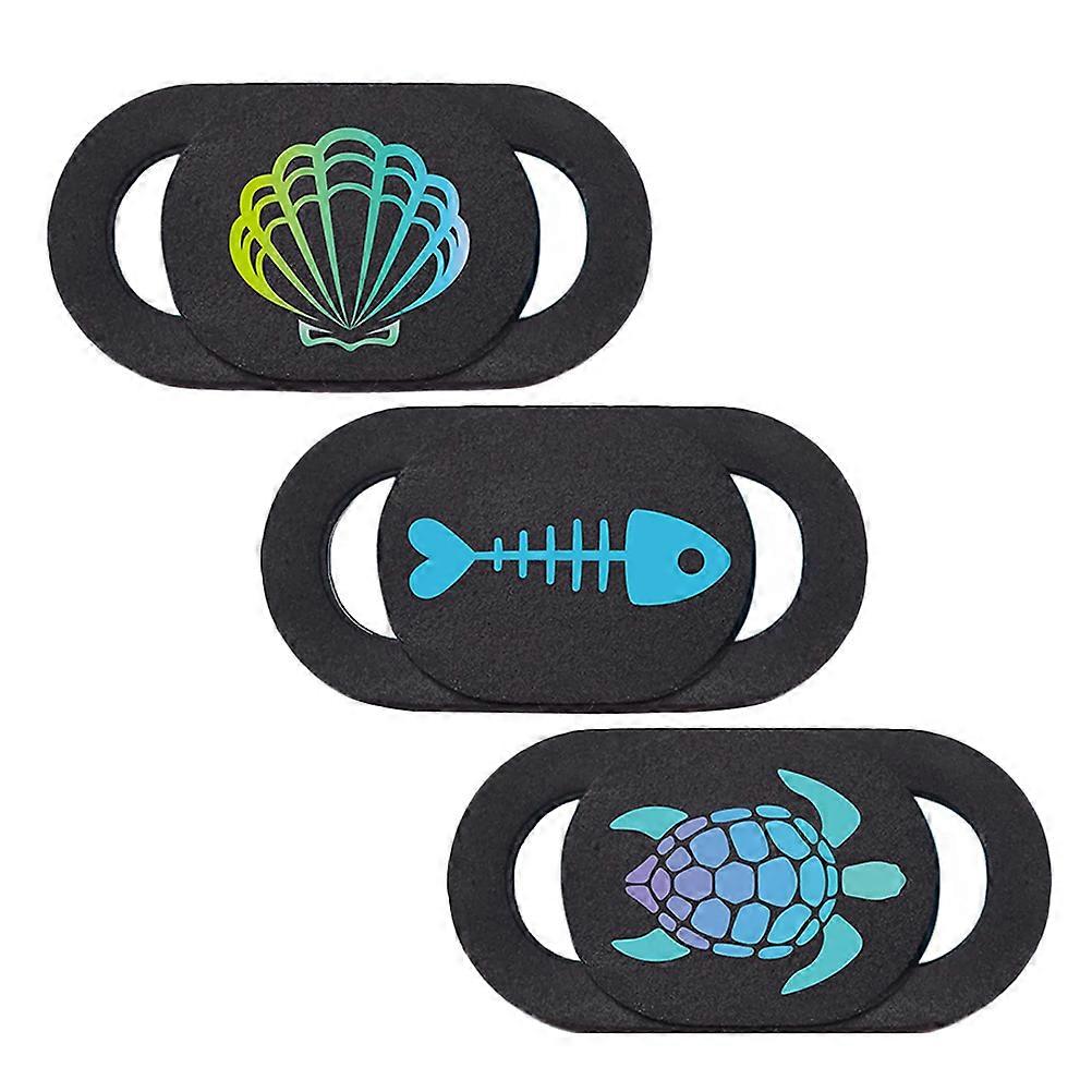 Laptop Camera Cover Slide Pattern Phone Webcam Privacy Lens Protector For Daily Use Black 3Pcs