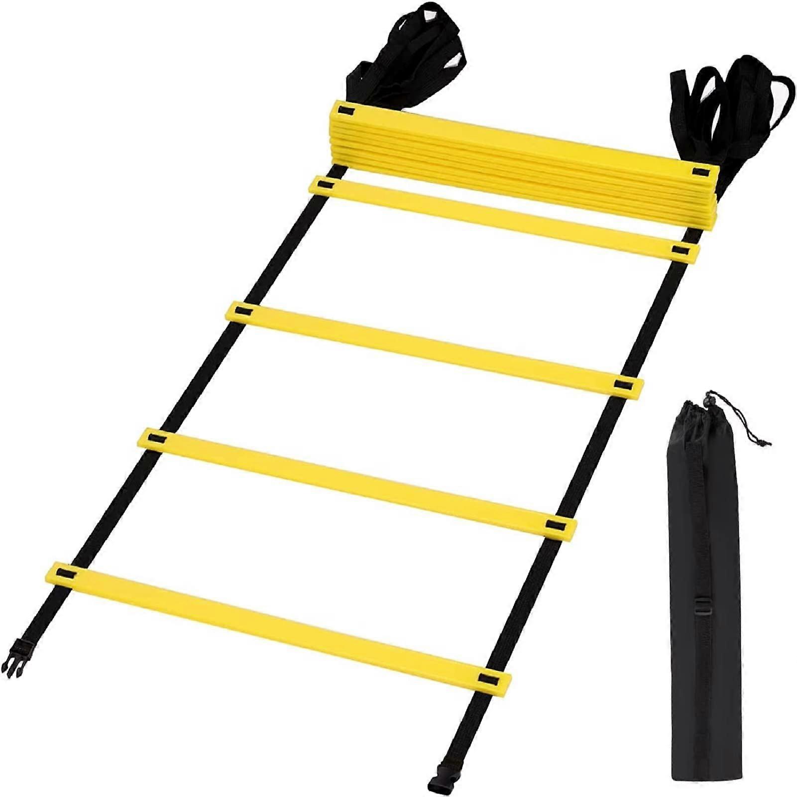 Training Ladder for Agility and Speed Training, 12 Rungs, 6m Black and Yellow Football Equipment