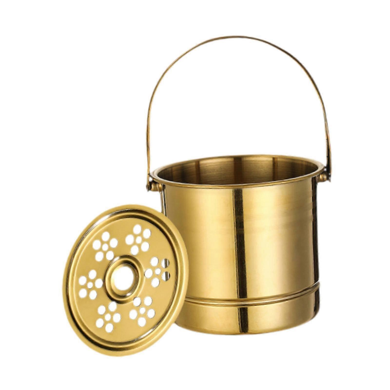 Metal drink container for ice with handle, 1L stainless steel wine, gold