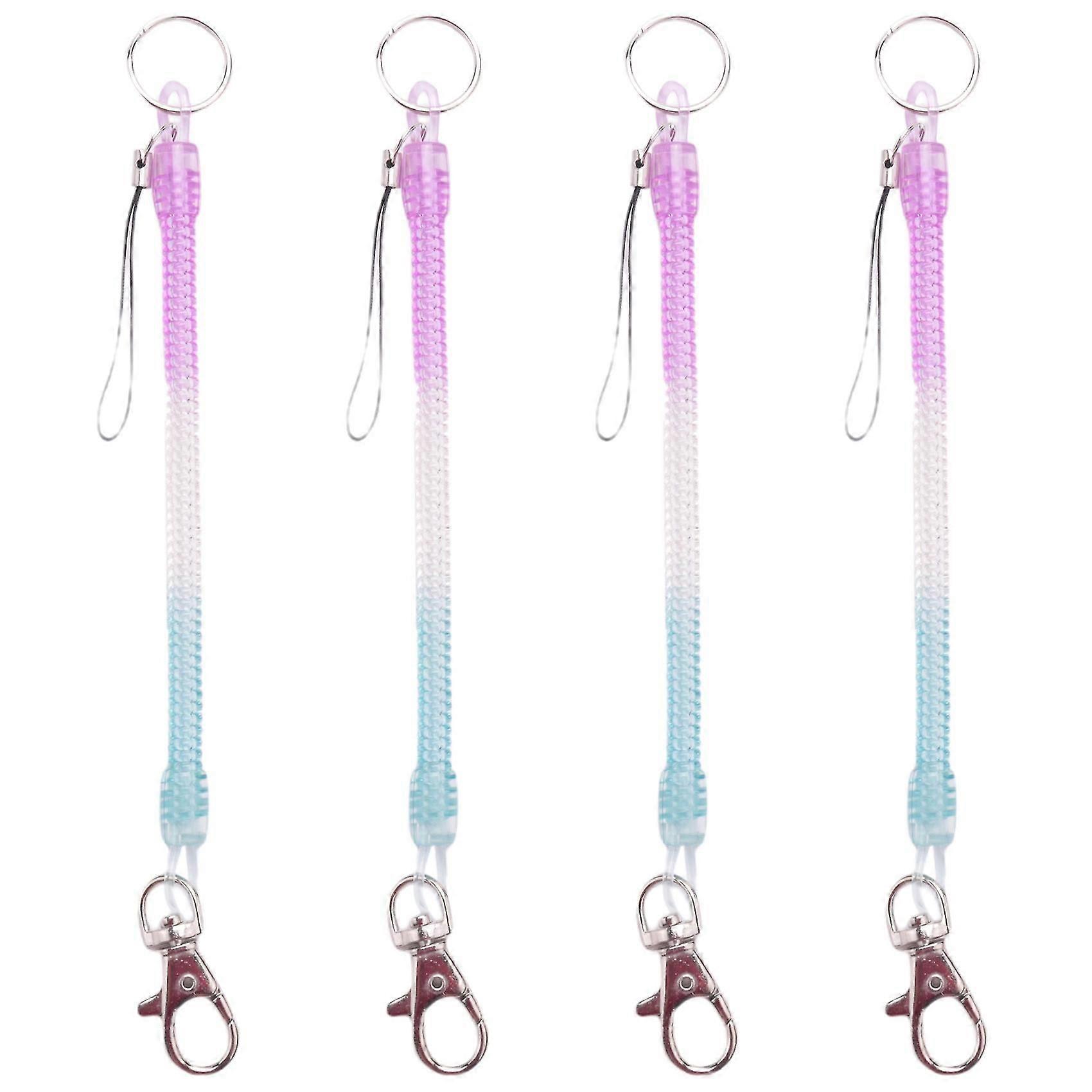 Lobster Hook Purple Blue Spring Stretchy Coil Keyring