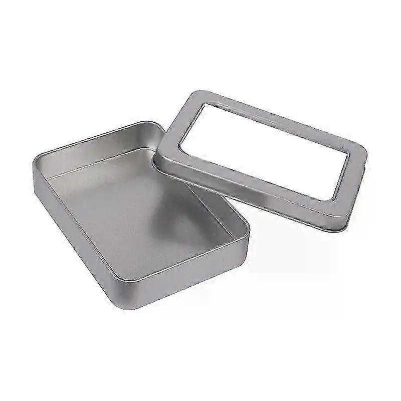 Metal Rectangle Silver Black Game Cards Storage Box Empty Tinplate Box For Coins Candy Keys Tarot