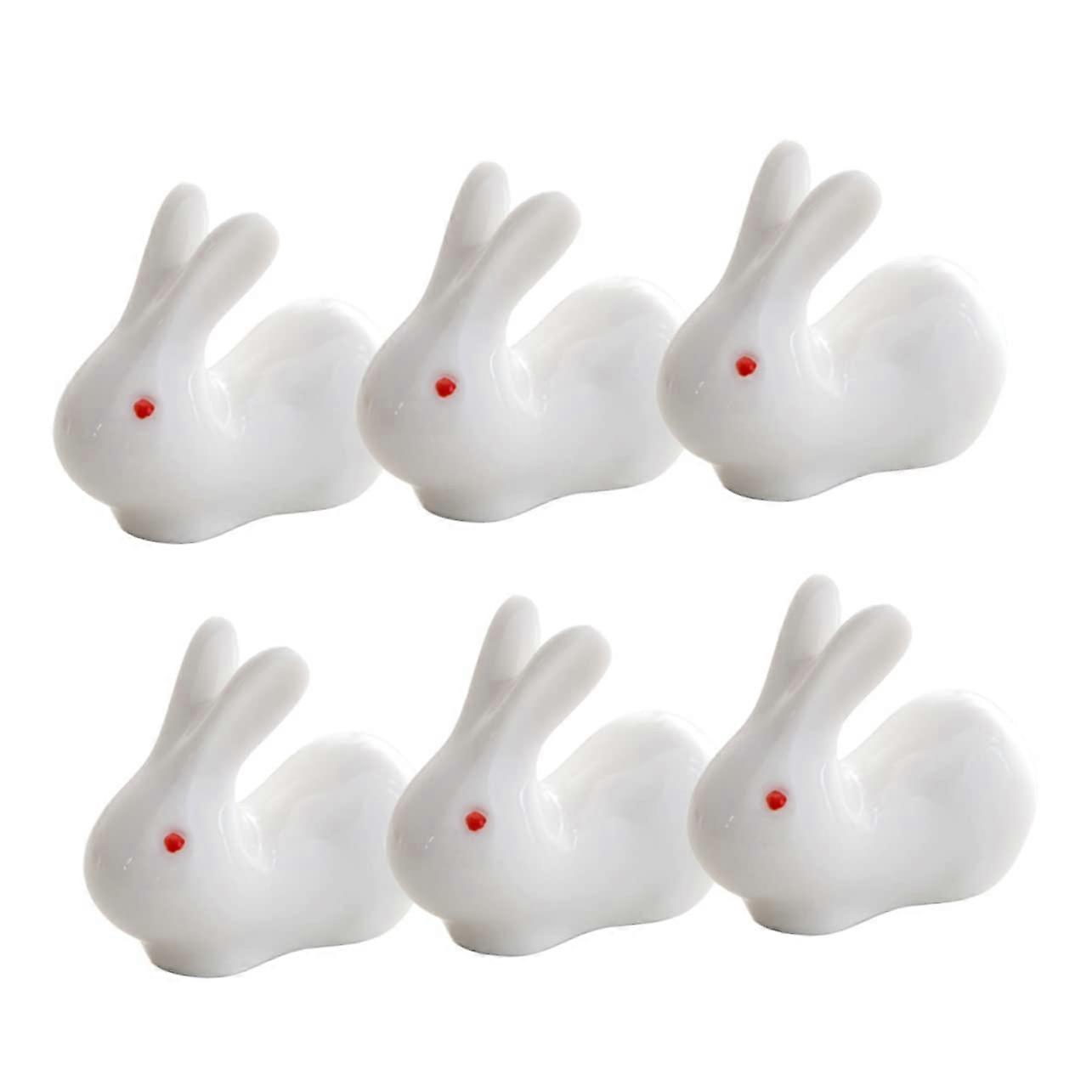 Set of 6 Ceramic Rabbit Chopstick Rest Holder White