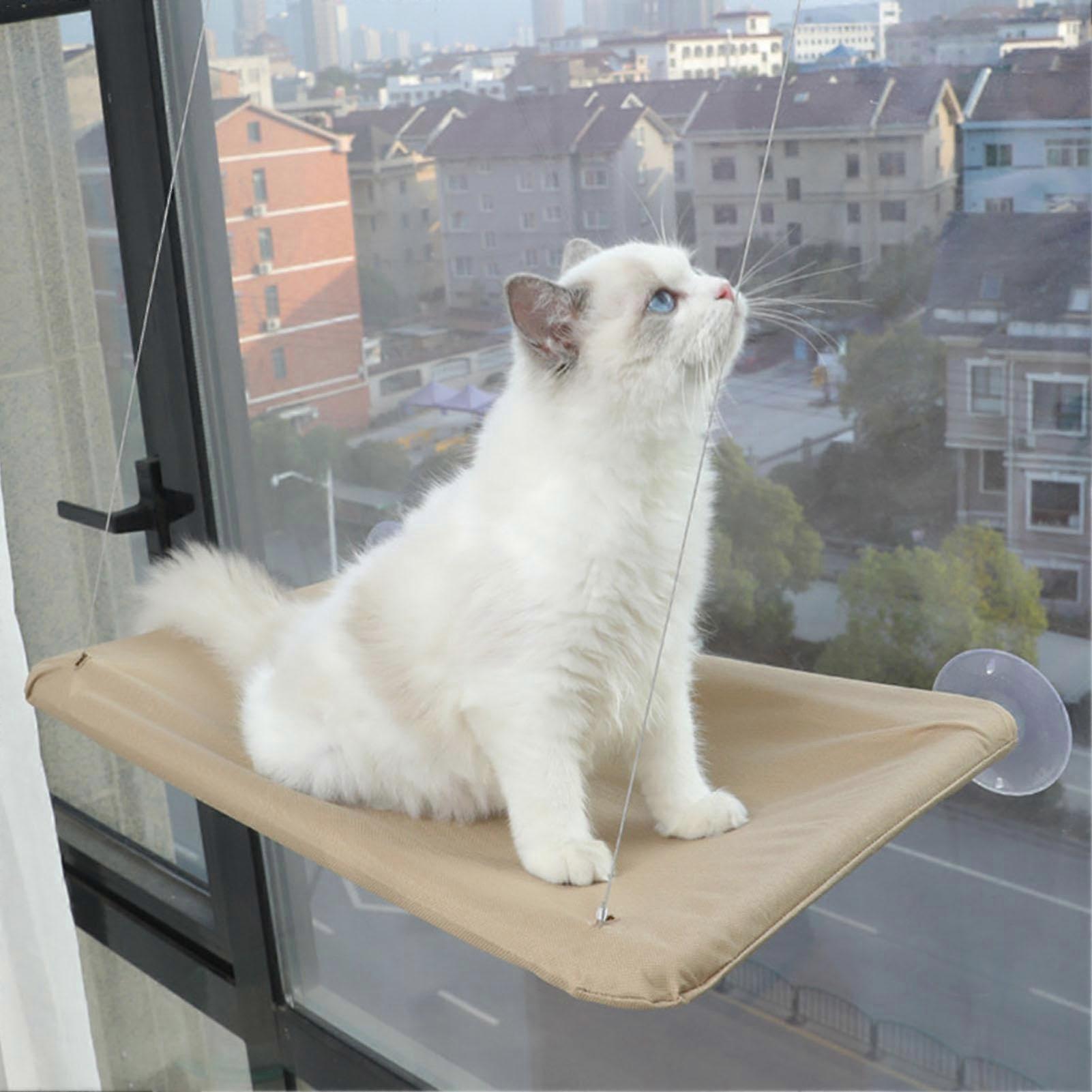 Cat bed window perch, large cat hammock, shelves with 4 suction cups, multicolored cream