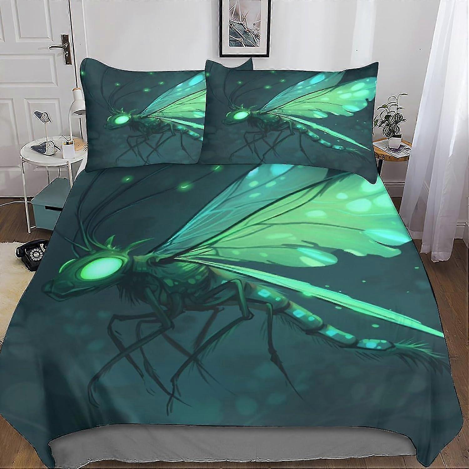 3D Printed Insect and Bug Patterns Quilt Cover Set with Microfiber, Hidden Zipper Closure, 3 Pieces Bedding Set