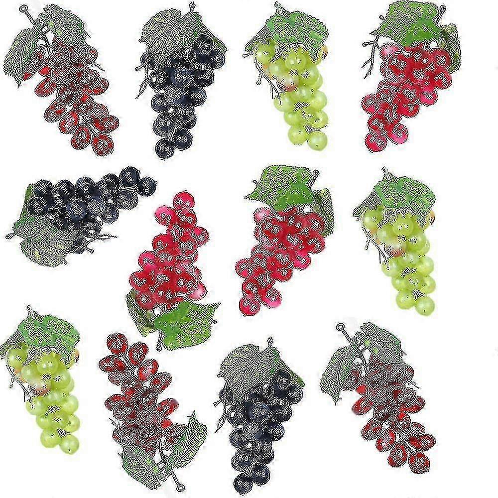 12 Bunches of Lifelike Artificial Grapes Clusters for Wedding, Wine, Kitchen Decor