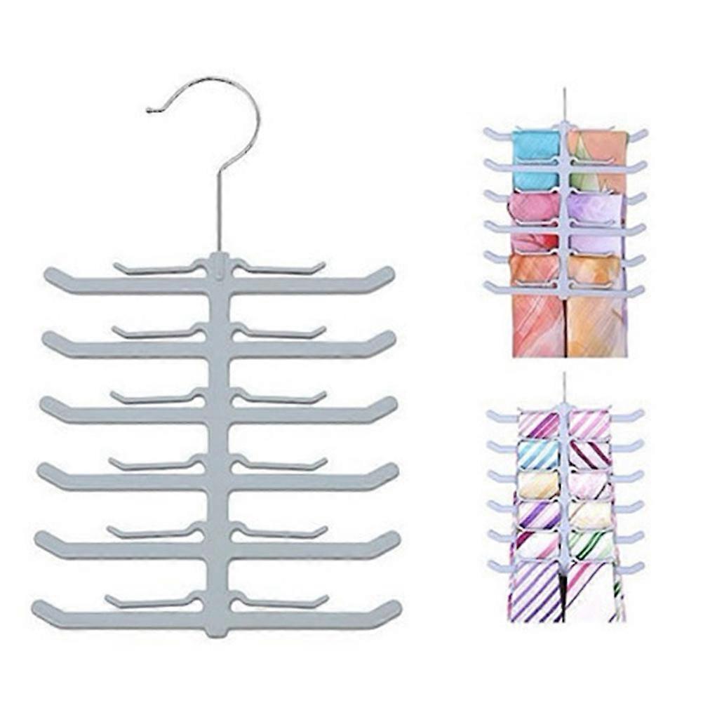 Tie Belt Storage Hanger Organizer Multi Layer Traceless Tie Rack Non Slip Non Marking Grey 17x2x27cm 1Pack