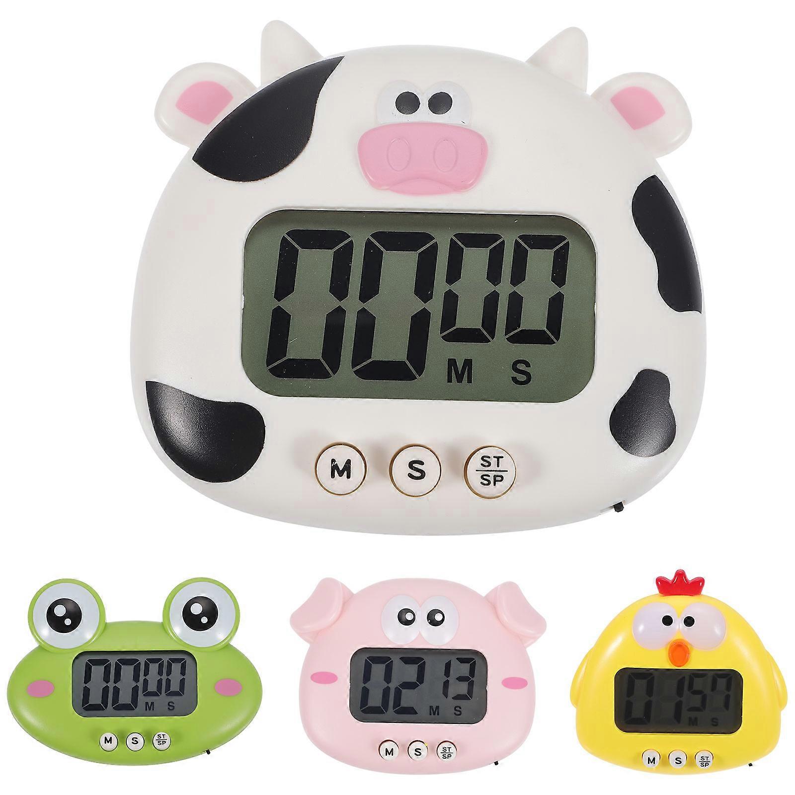 Cute Cartoon Animal Digital Timer Set 4PCS Compact Kitchen Timer with Magnetic Back for Cooking and Study Lightweight Easy Management Design
