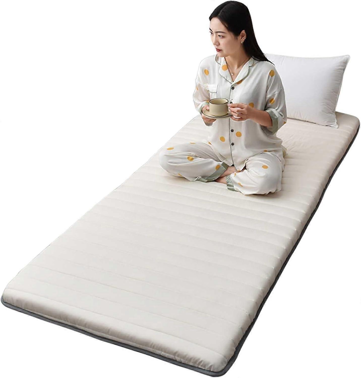 Floor Mattress Single With Reusable Vacuum Storage Bag 90x200 cm Beige Japanese Tatami Cotton Futon Pad Foldable Roll Up