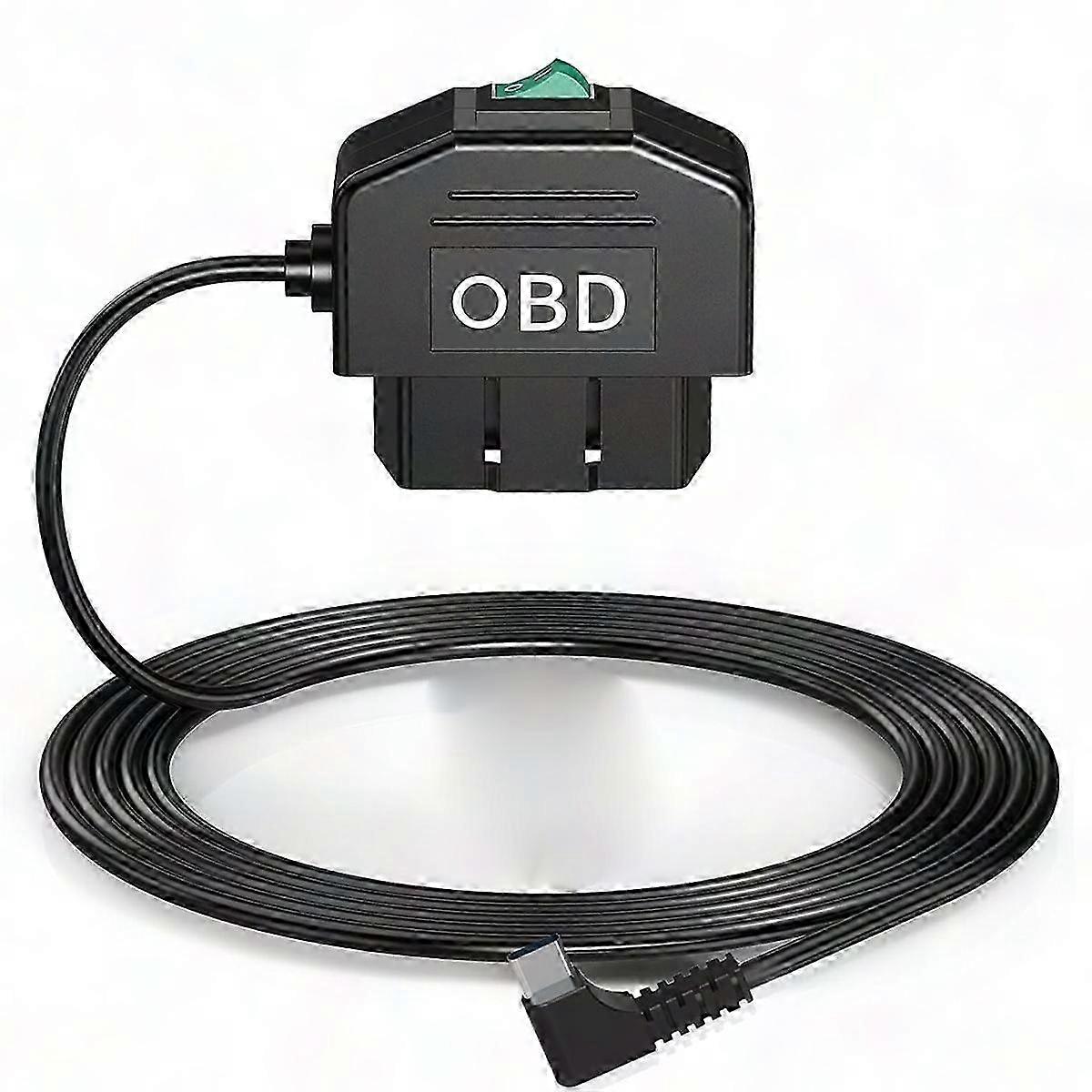 OBD Hardwire Kit for Dash Cam with 12-24V to 5V/3A Power Cable for Continuous Recording Support