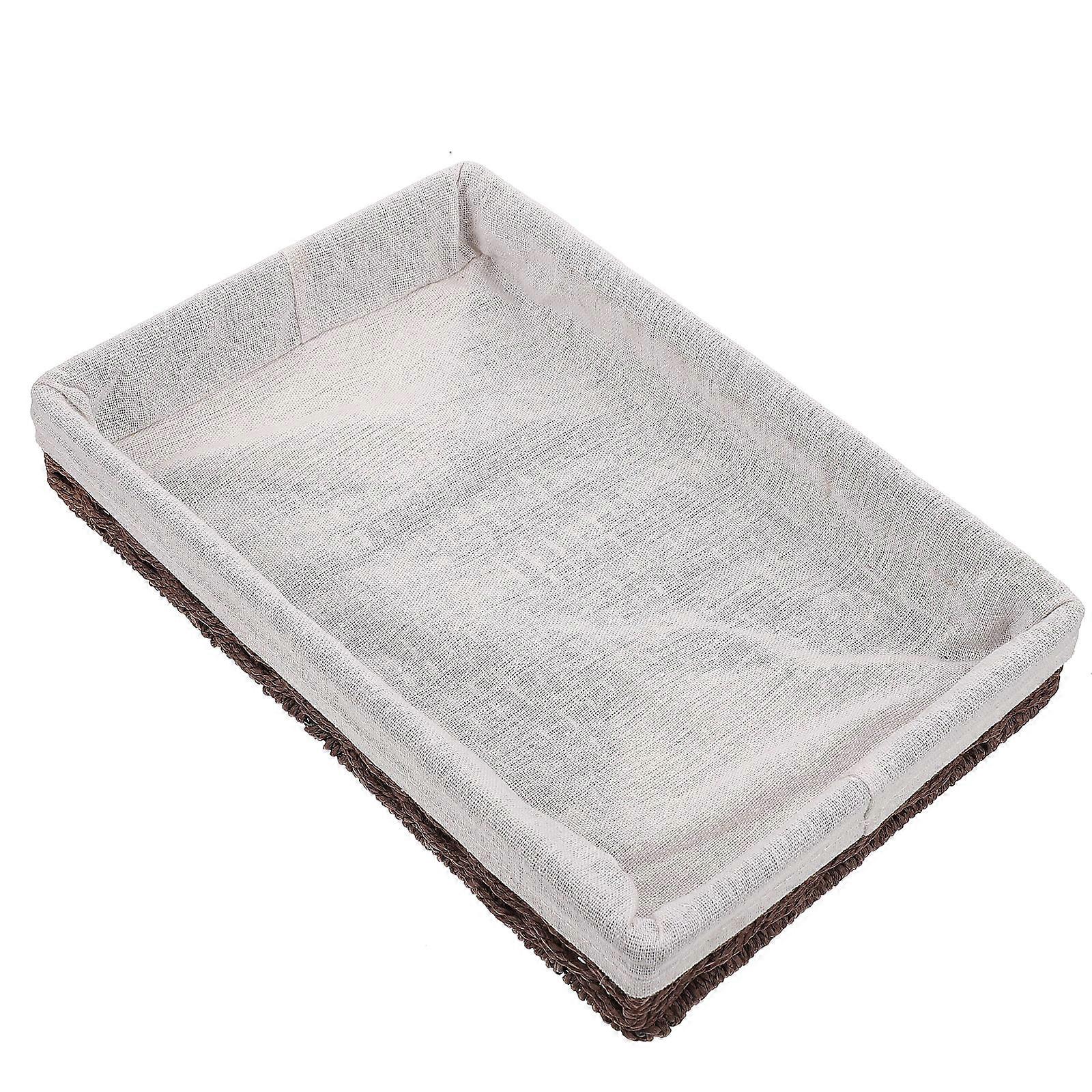 Rattan Storage Basket for Sundries Organizer in Coffee Color 1pc Desktop Woven Box 7.87x4.72x4.33in