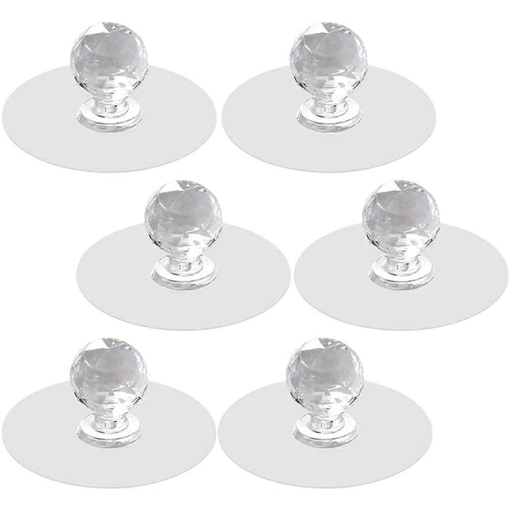 Furniture Knobs For Drawers Adhesive Installation 6Pcs Transparent Acrylic Material High Load Capacity