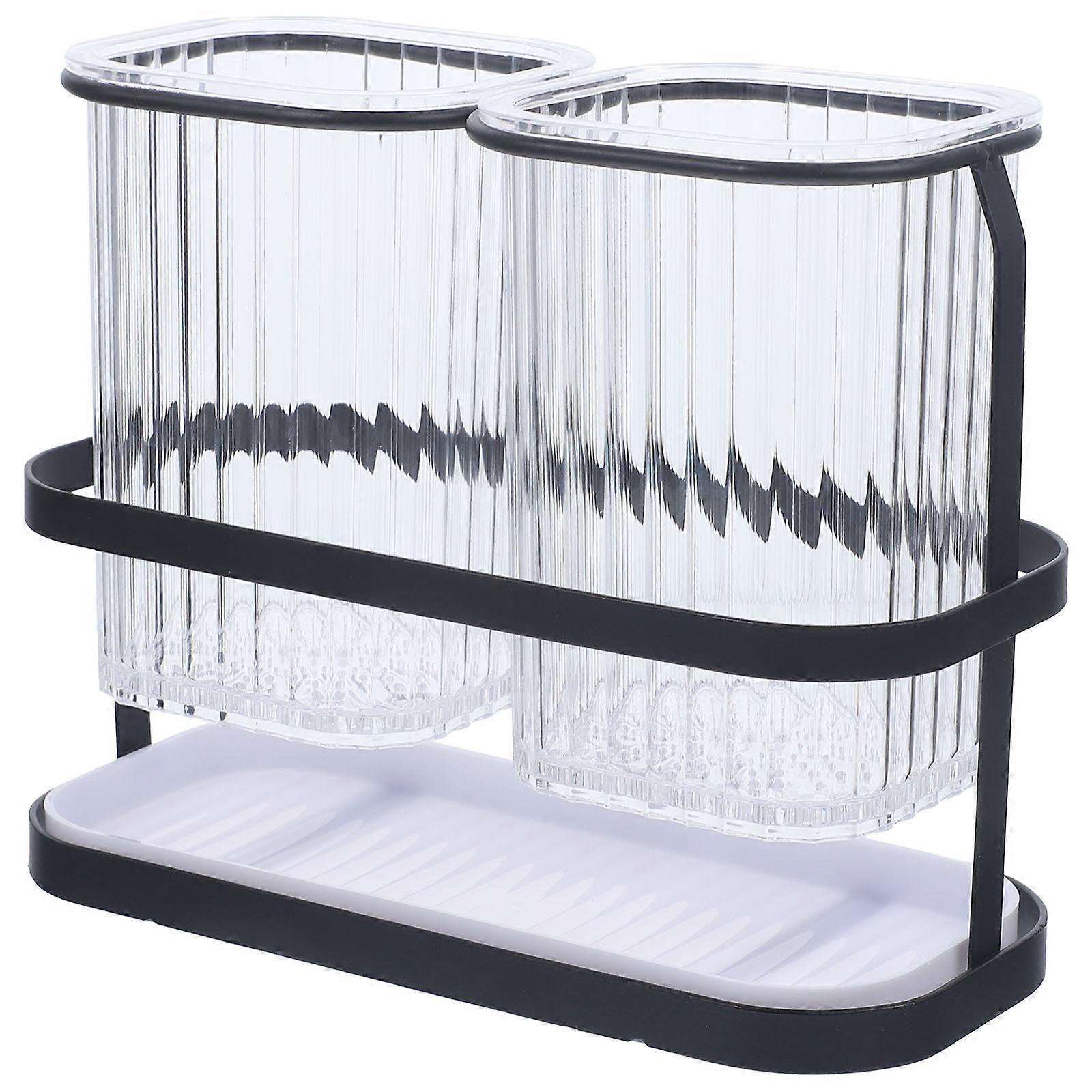 Multi-Functional Chopstick Holder Sturdy Utensil Storage Organizer Adhesive Mounting 19.7X15.5X8.9CM 1Pack