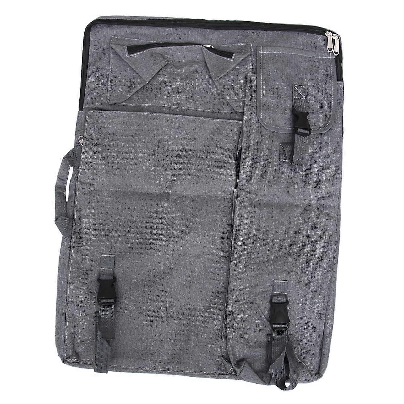 1 Piece Waterproof Drawing Board Backpack with Shoulder Strap, Gray Canvas Art Portfolio Bag and Easel for Outdoor Use