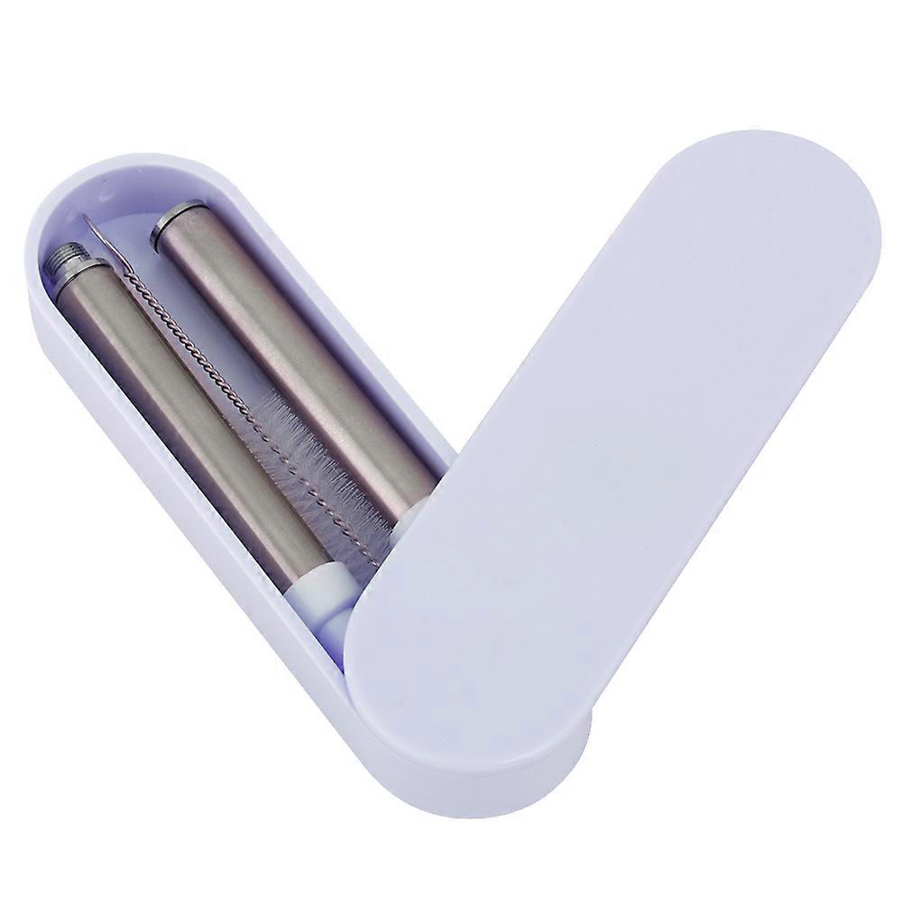 Portable Reusable Collapsible Telescopic Straws Stainless Steel Folding Straw (Sky bluE)