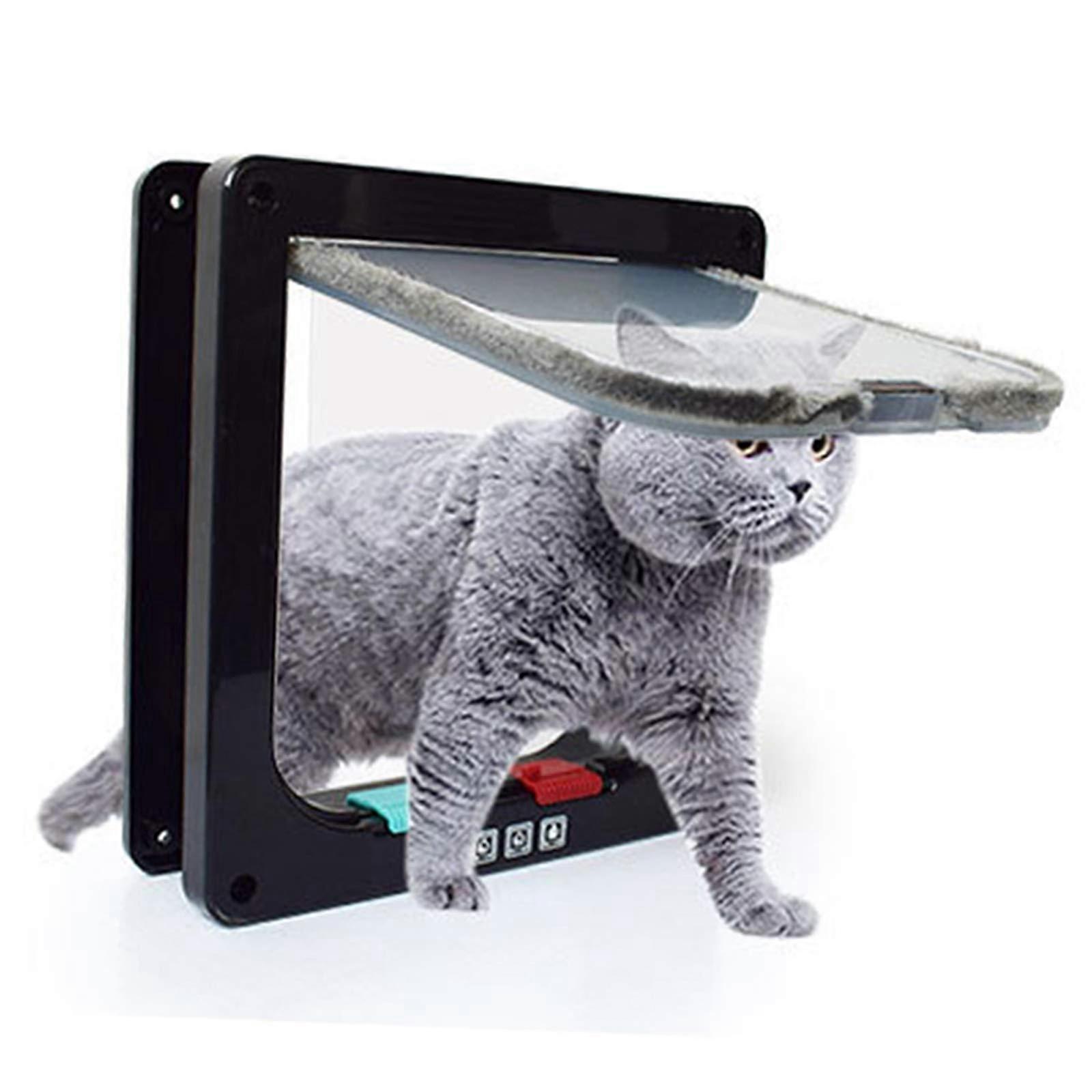 Cat Flaps / Pet Door with 4Way Locking, Adjustable Thickness, Sliding Glass Flap (Size: Large)