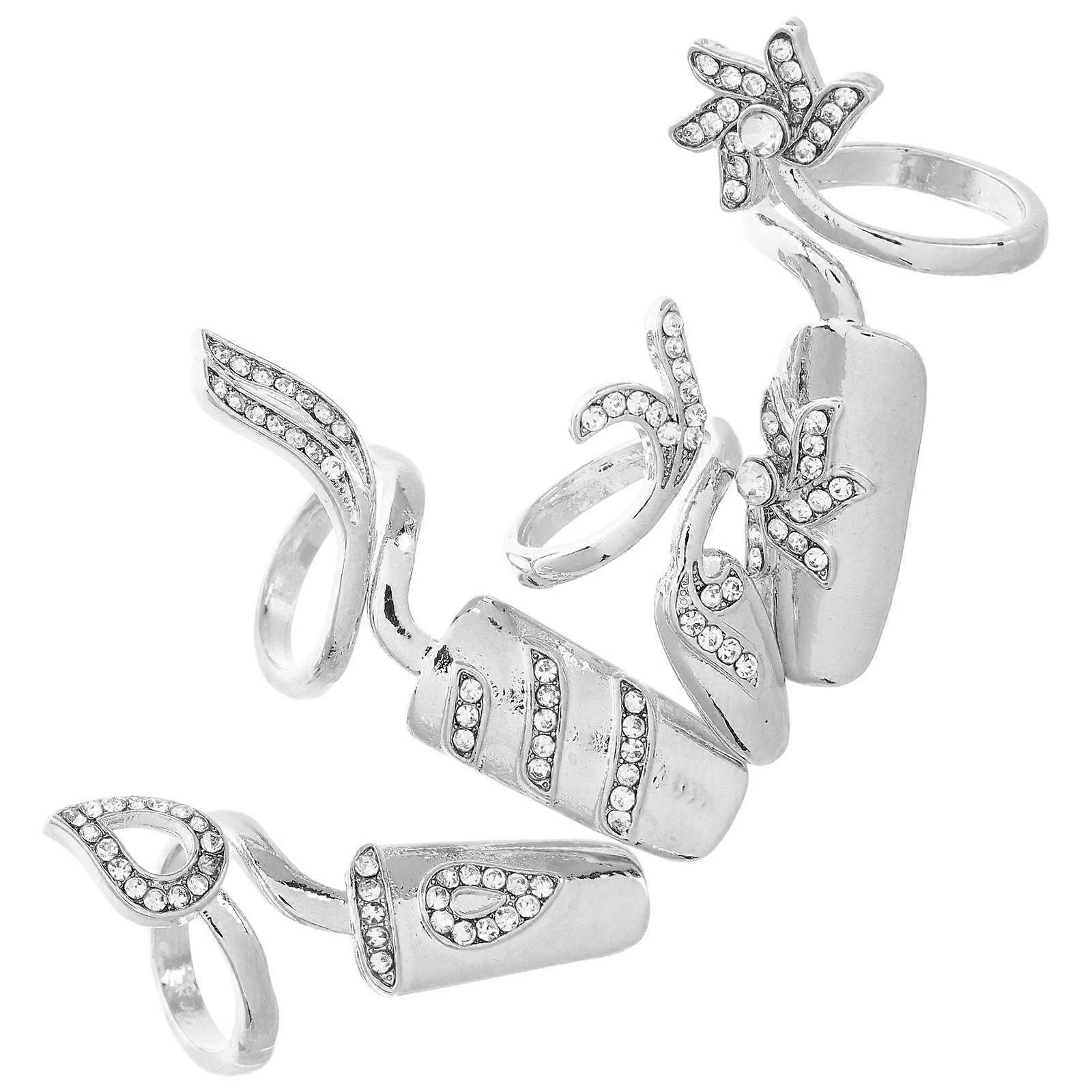 ネイルサプライ4個ネイルチップパッチラインストーン装飾ラウンドエレガントなネイルリングフレームレディースハロウィンデートマニキュア