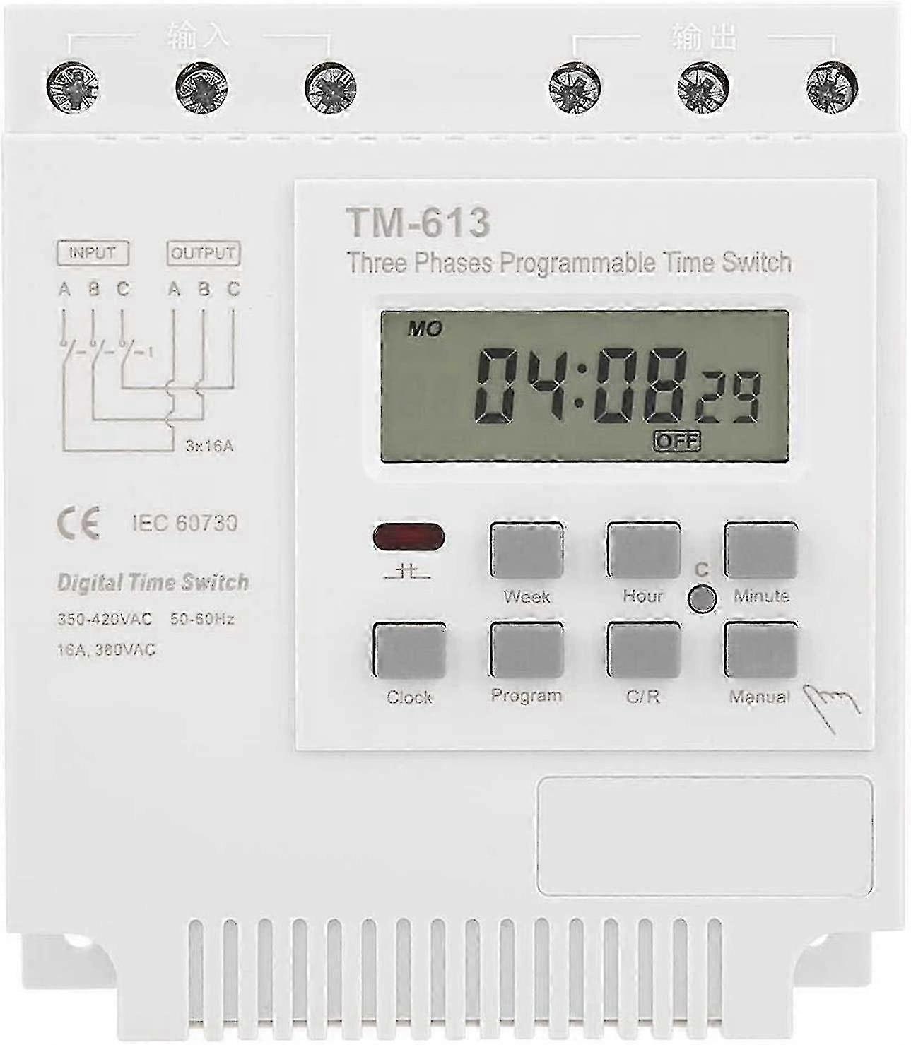 Programmierbares 380-V-Zeitrelais TM-163 - intelligente digitale Wochenzeitschaltuhr für 3-Phasen-Systeme, ideal für die Automatisierung von Fischteichen
