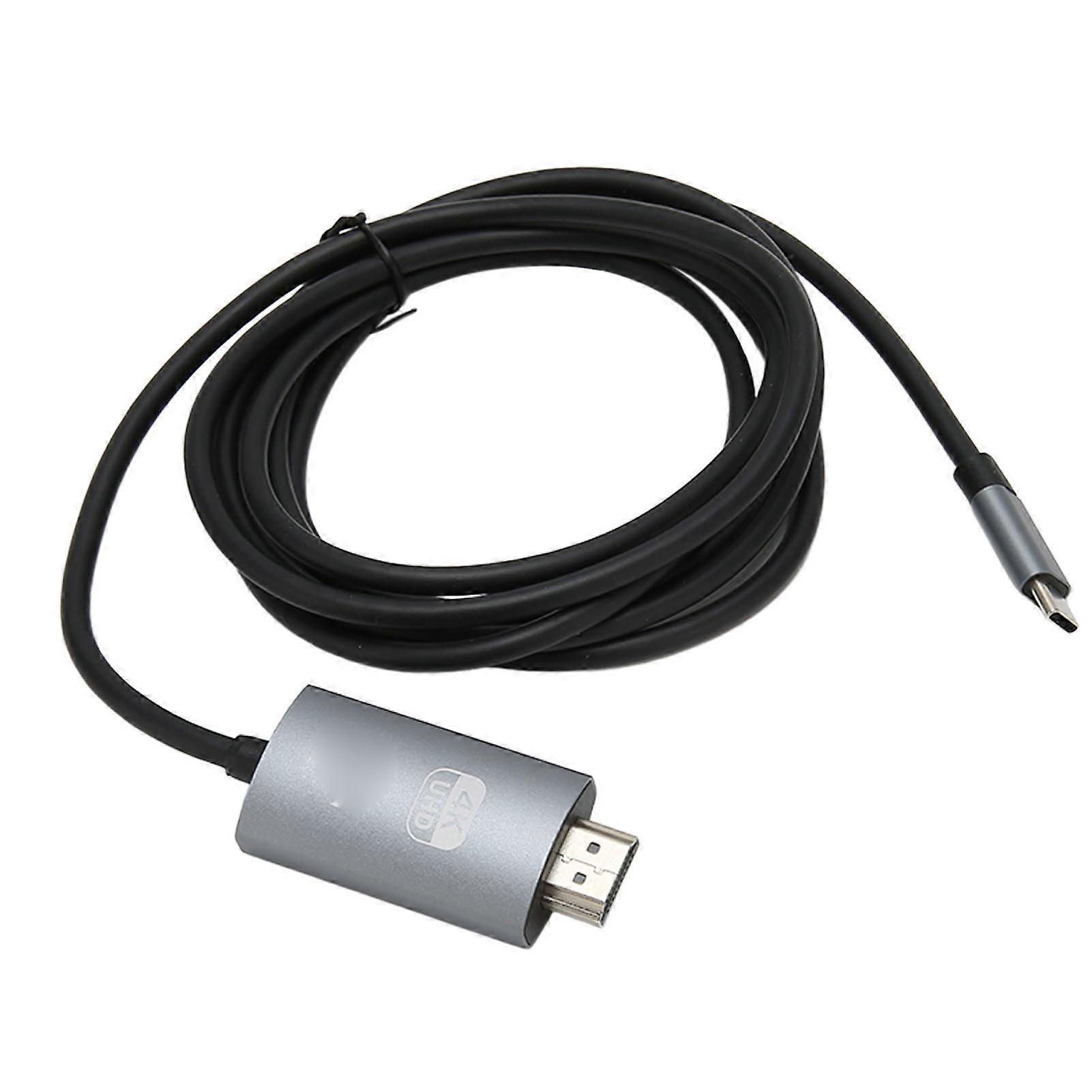 Type C to HD Multimedia Interface Cable Support 4K 30Hz Plug and Play Type C to HD Cable for TV Monitor Black Gray