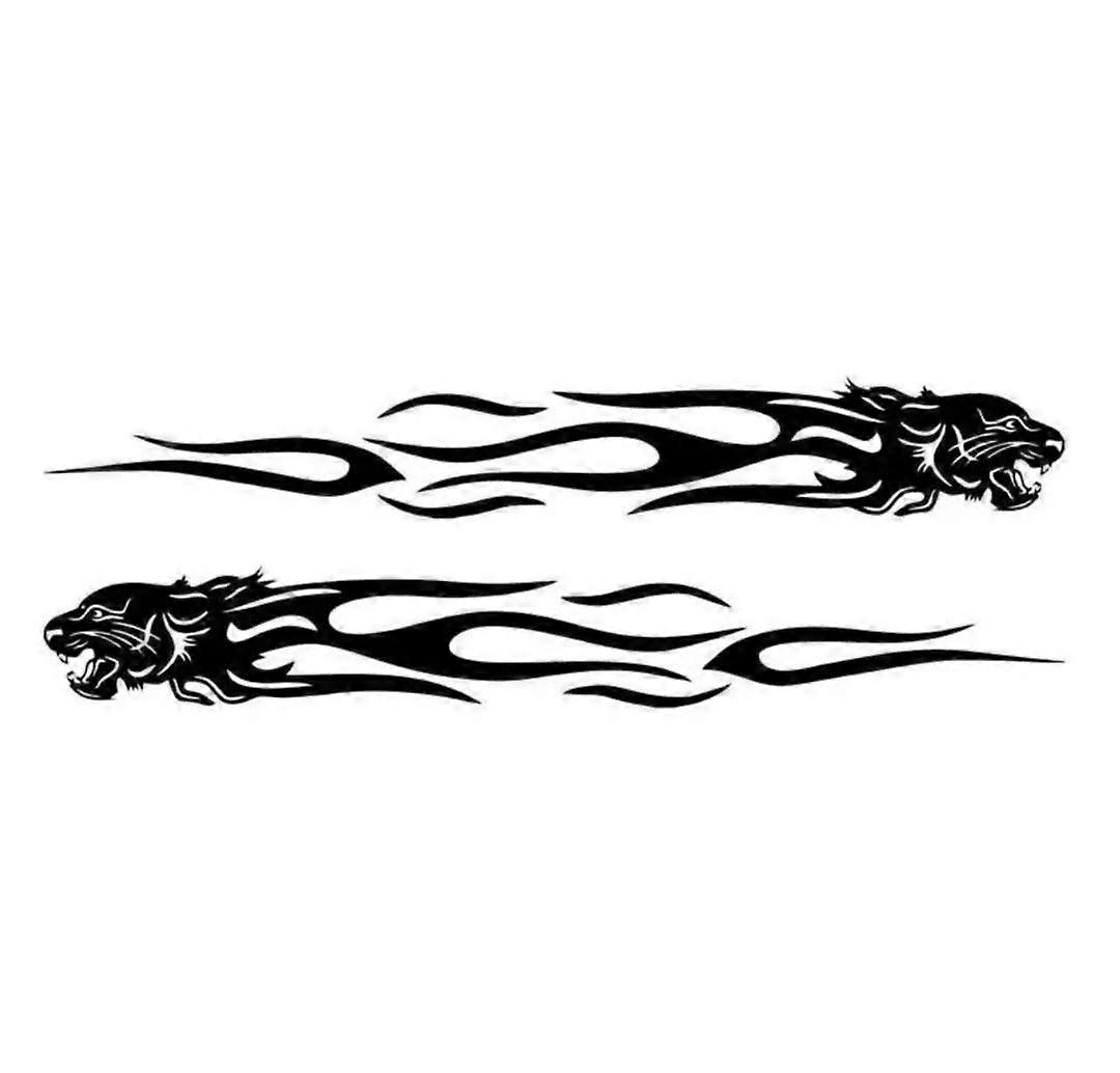 Car Tuning Sticker Lion Design with Flames Black 22 x 3.5 cm for Vehicle Customization Pack of 2