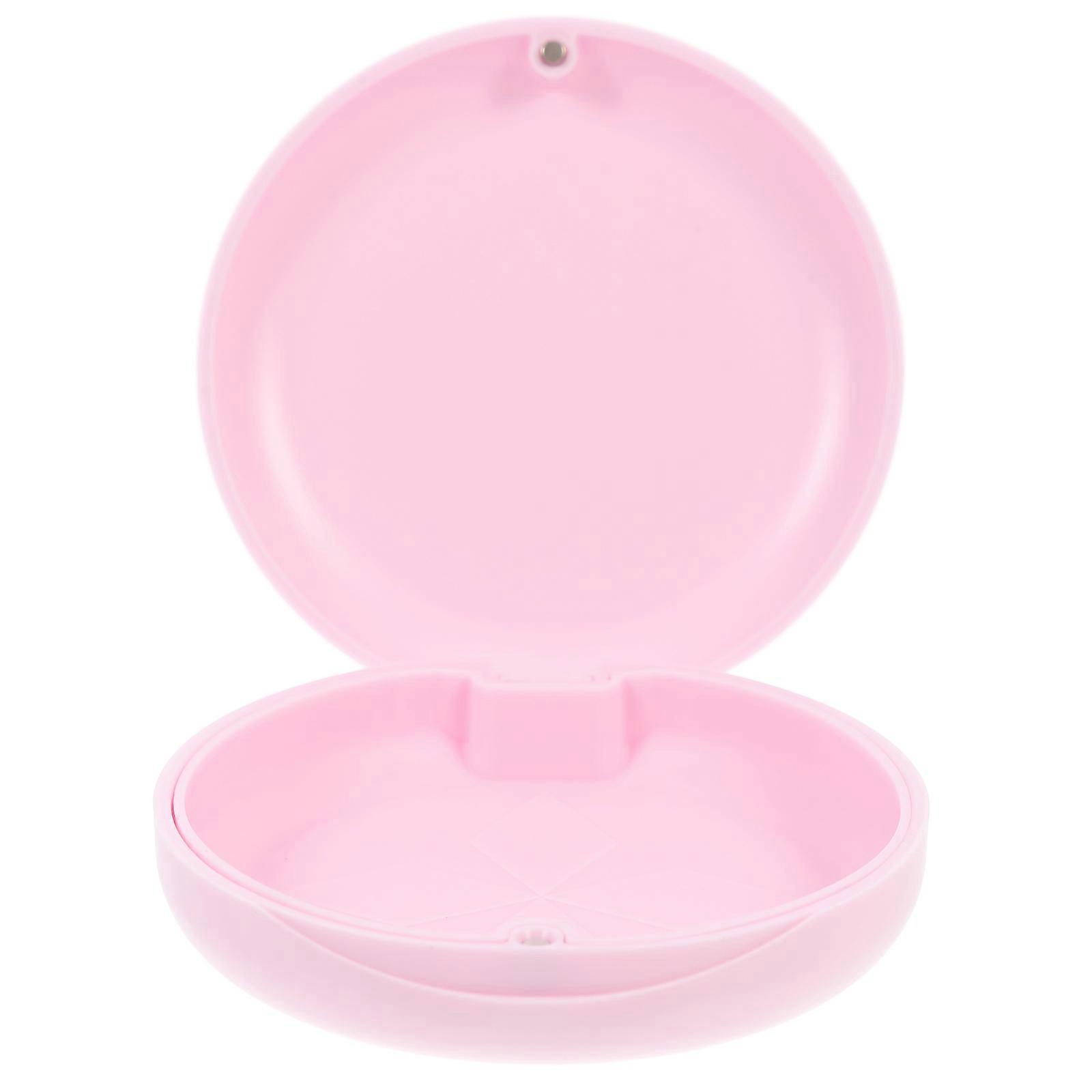 Oral Retainer Box Retainer Case For Cleaning Storage Portable 8X2.6CM Pink Food Grade Silicone Pad 1Set