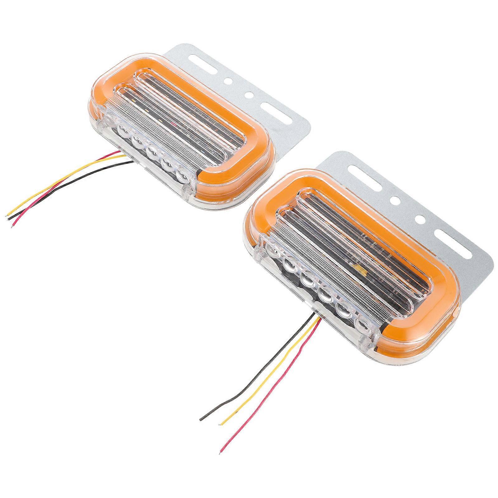 Truck Caravan Car Side Light Yellow 13.5X10.2cm Warning Lighting Signal Square Shape 2Pack