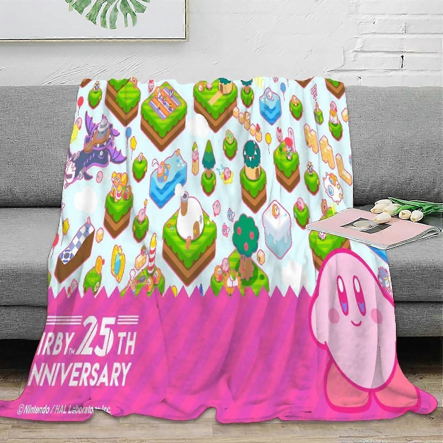 Couverture polaire douce et moelleuse avec design Kirby pour une utilisation dans la chambre et le salon en automne et en hiver