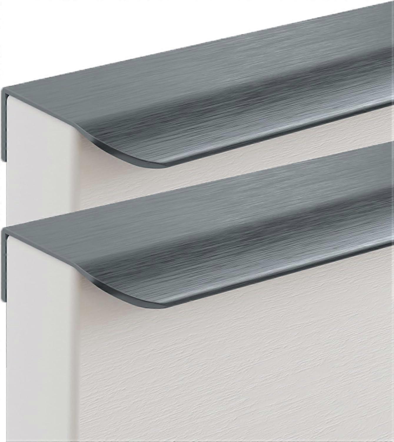 Hidden Cabinet Handles, Concealed Finger Edge Pulls, Brushed Grey Drawer Handles, 800mm Length, Pack of 2