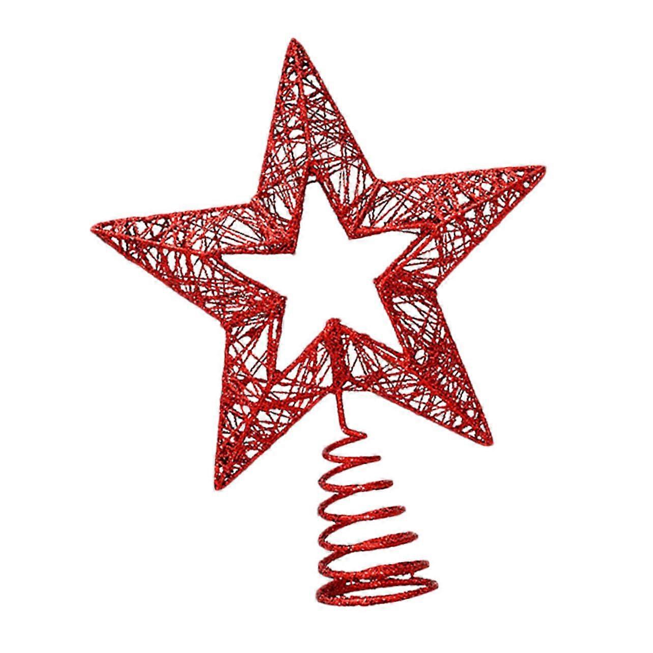 Christmas Tree Topper, Festive Red Glitter Stars