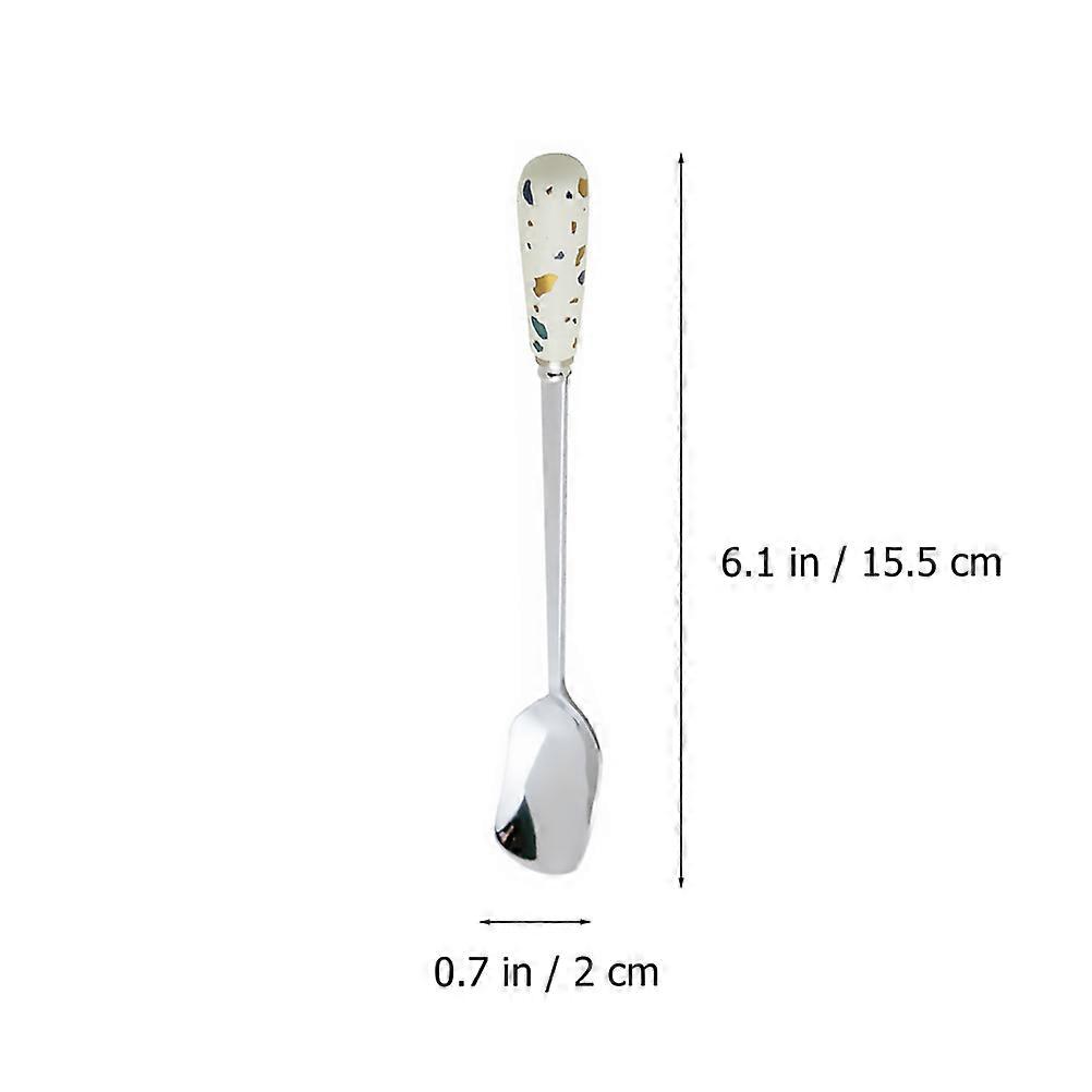 Stainless Steel Coffee Spoon with Long Handle for Meal Assorted Color 4pcs