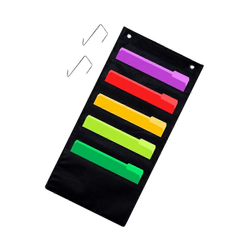 Documents Organizer Wall Mounted File Holder Black 71 x 35.5cm Oxford Cloth Space Saving 1Pack