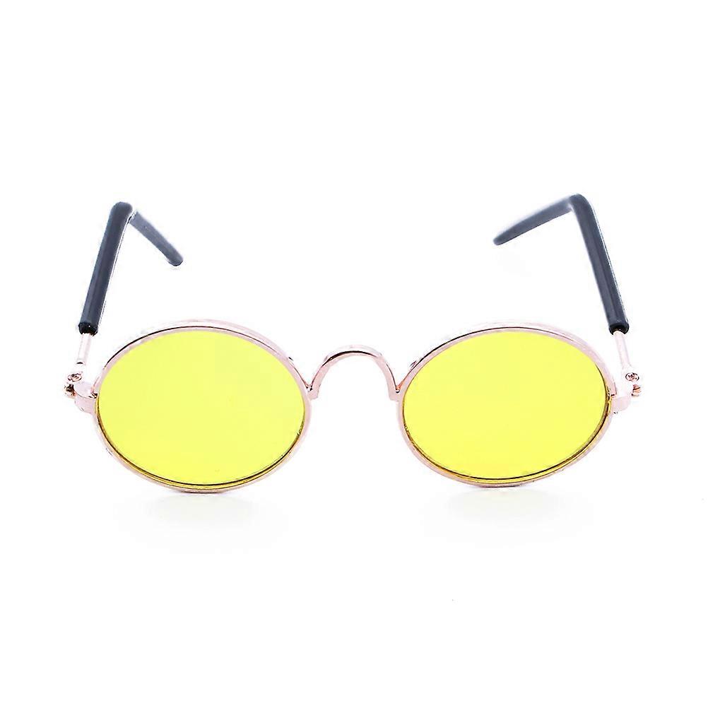Stylish Yellow Pet Sunglasses for Small Dogs and Cats Made of Durable Metal and Plastic Ideal for Decoration