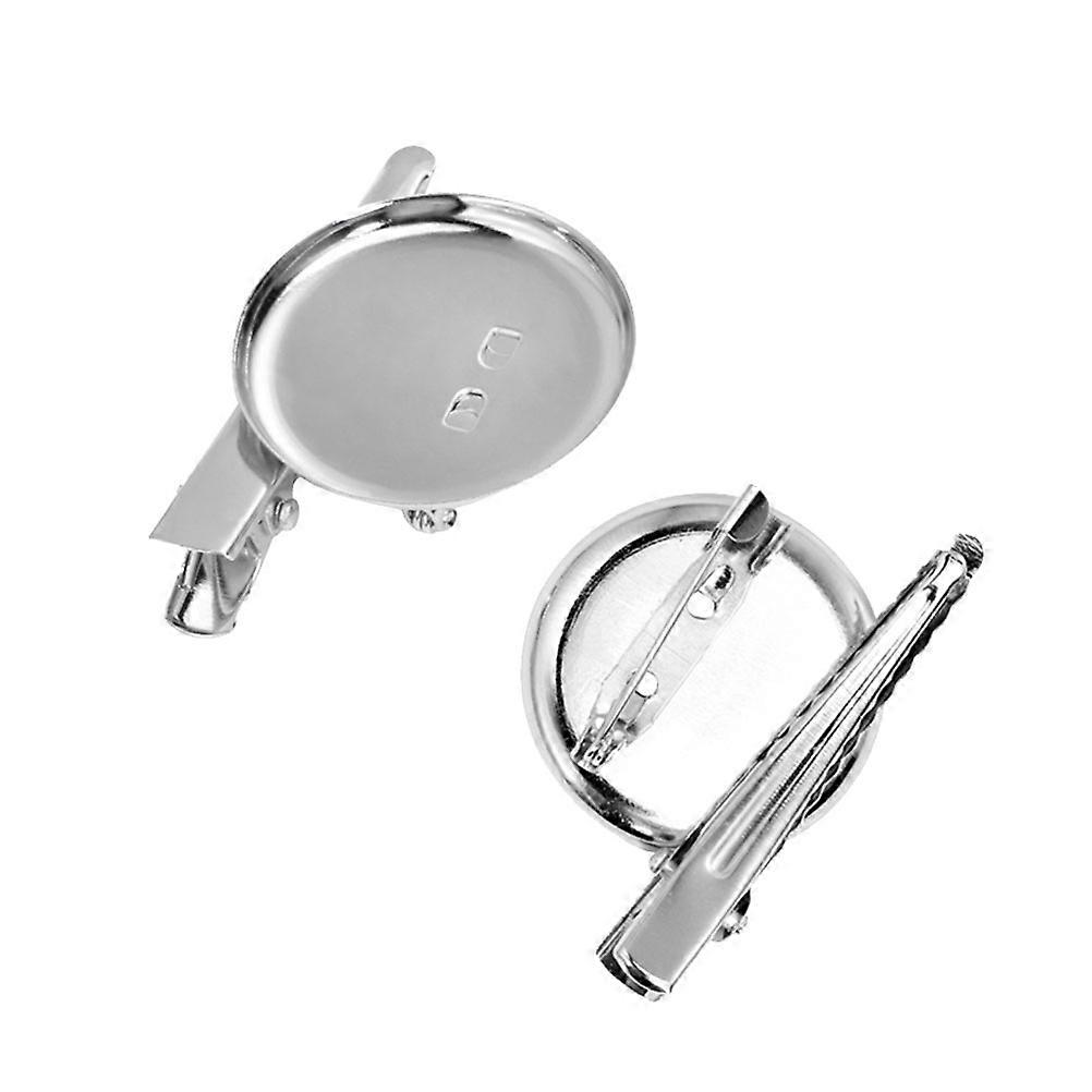 DIY Brooch Base with Clip Iron Silver Color for Making Jewelry Crafts 3.5CM