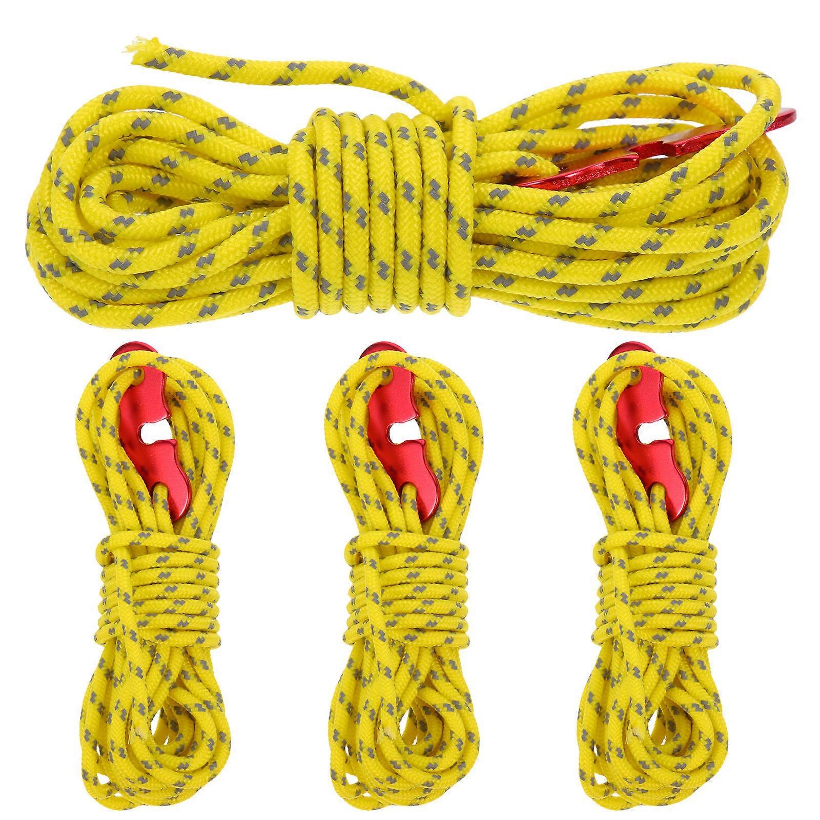 Guy Line Rope 4Pcs Yellow Tent Cord for Camping with Night Visibility Function
