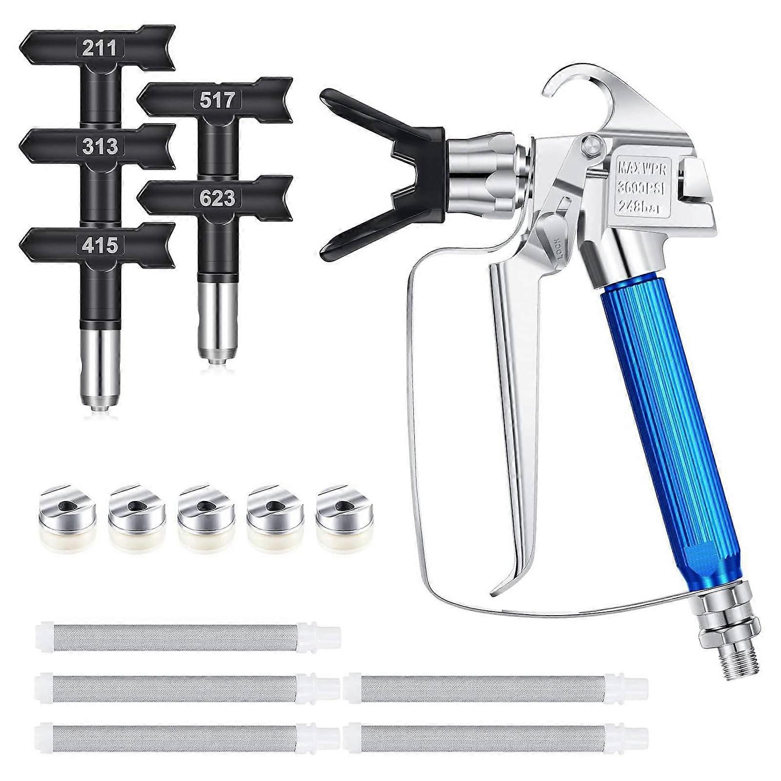 Airless Paint Sprayer Gun with Efficient Filter and Durable Steel Nozzles, Ready to